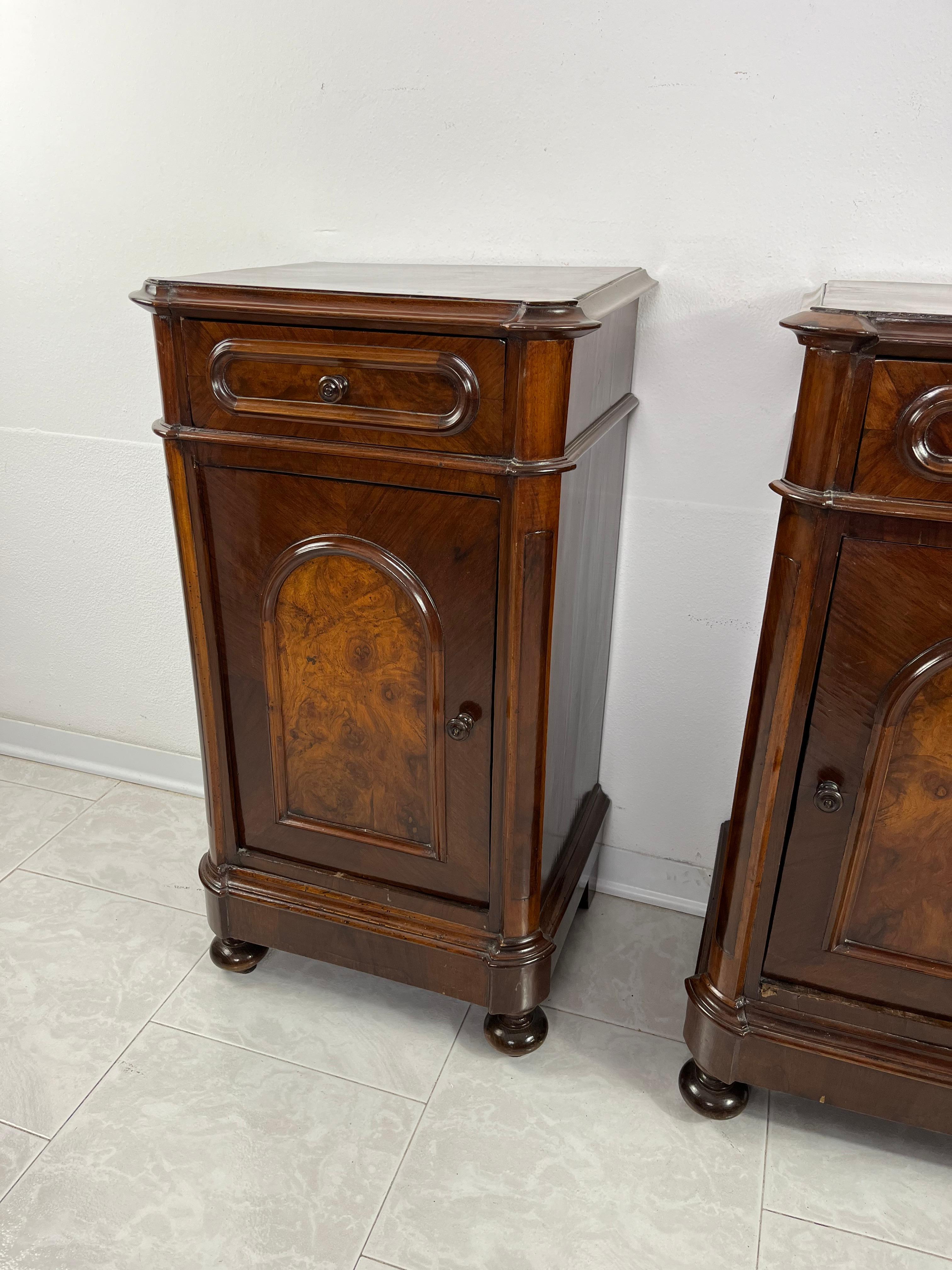 Set Of 2 Mid-Century Italian Bedside Tables, 1930s In Good Condition For Sale In Palermo, IT