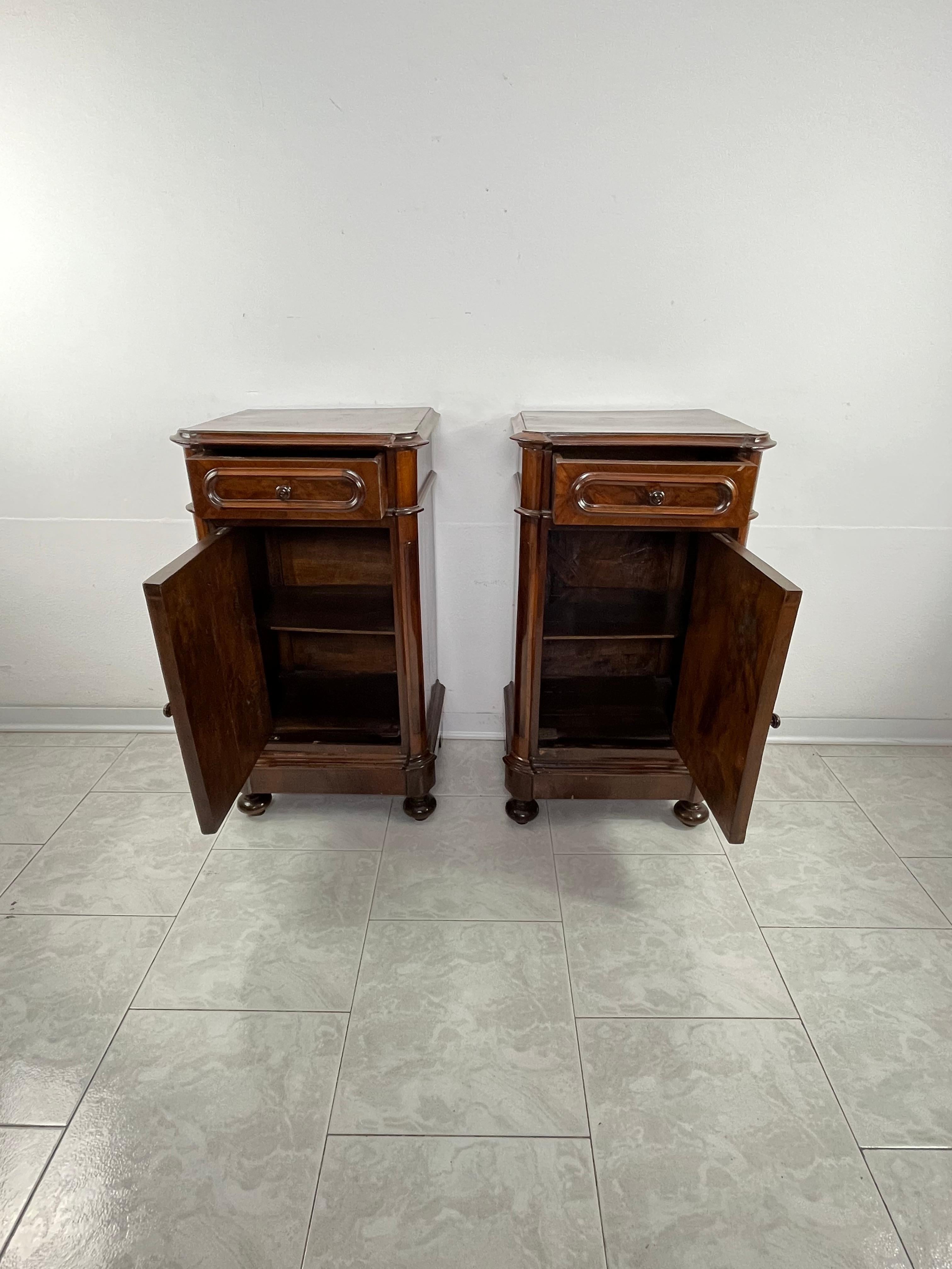 Set Of 2 Mid-Century Italian Bedside Tables, 1930s For Sale 3