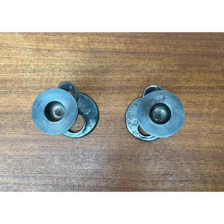 Metal Set of 2 Mid-Century Italian Brutalist Amadeus Series Candleholder, 1960s For Sale