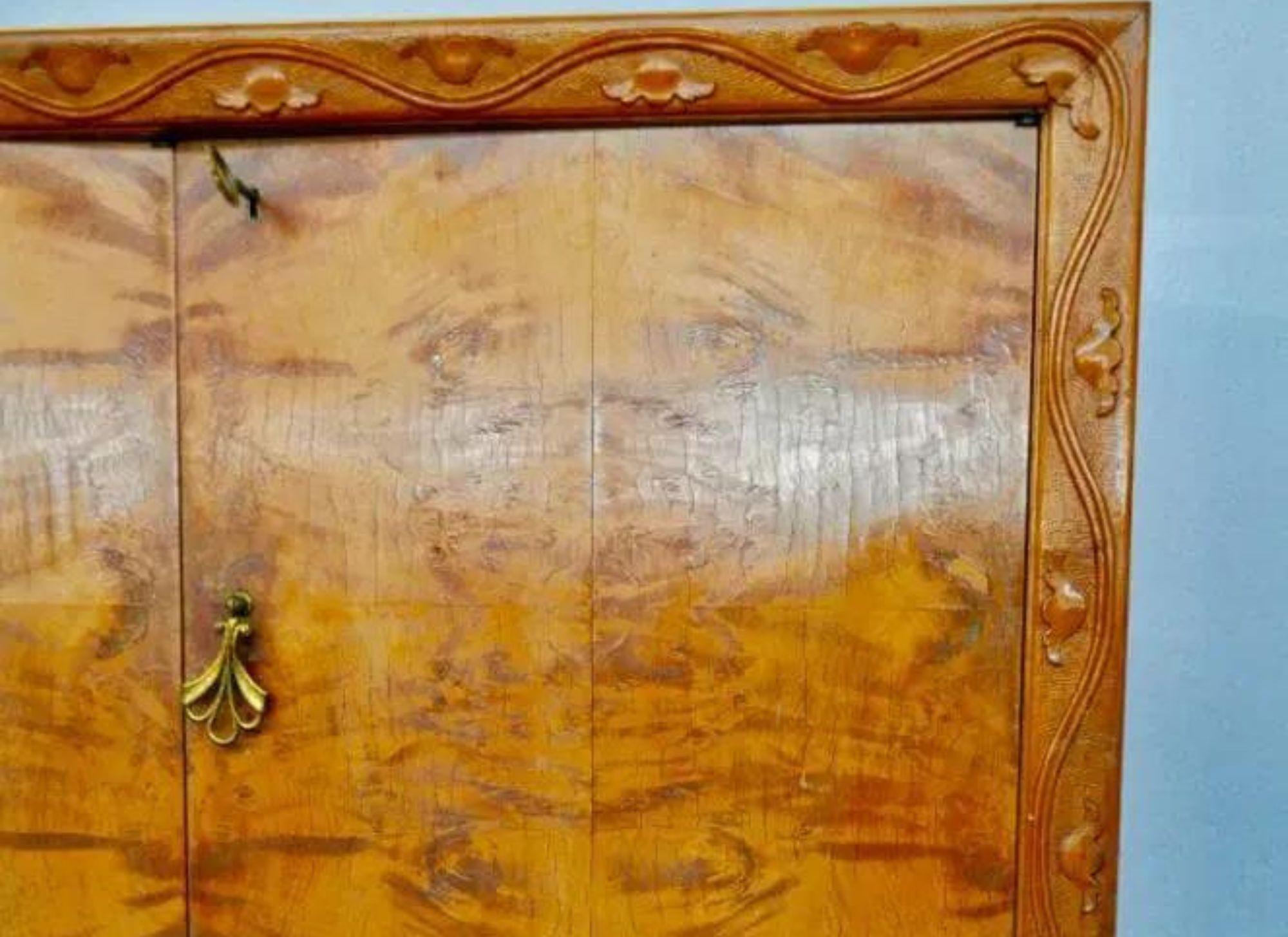 Mid-20th Century Set of 2 Mid-Century Italian Cherrywood and Walnut Credenzas, 1950s For Sale
