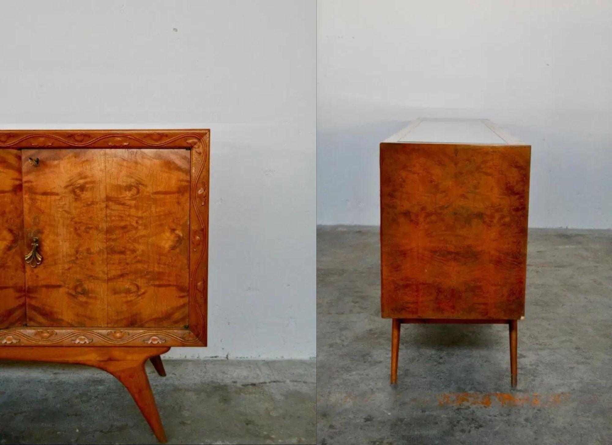 Set of 2 Mid-Century Italian Cherrywood and Walnut Credenzas, 1950s For Sale 2