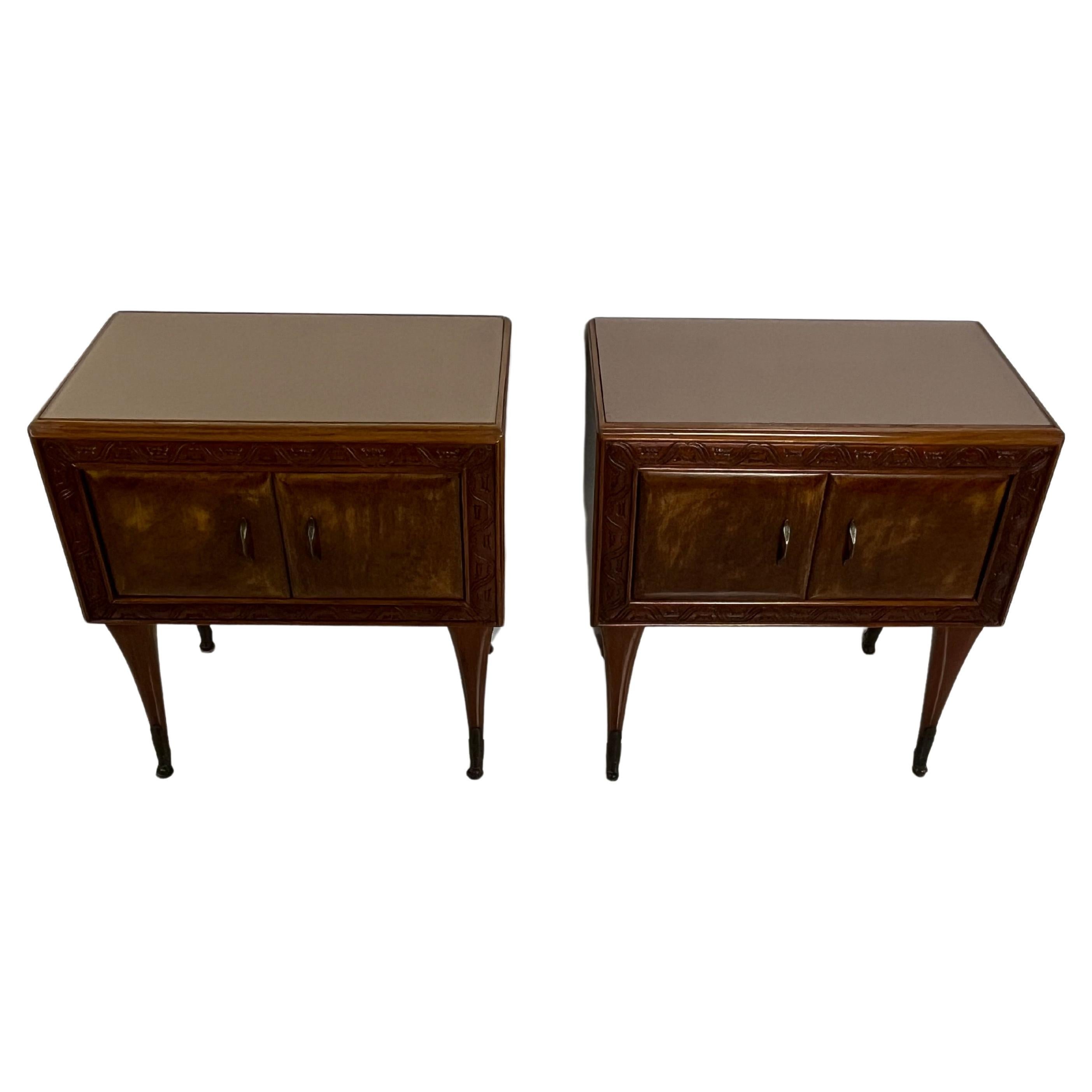 Set Of 2 Mid-Century Italian Design 1950s Bedside Tables For Sale