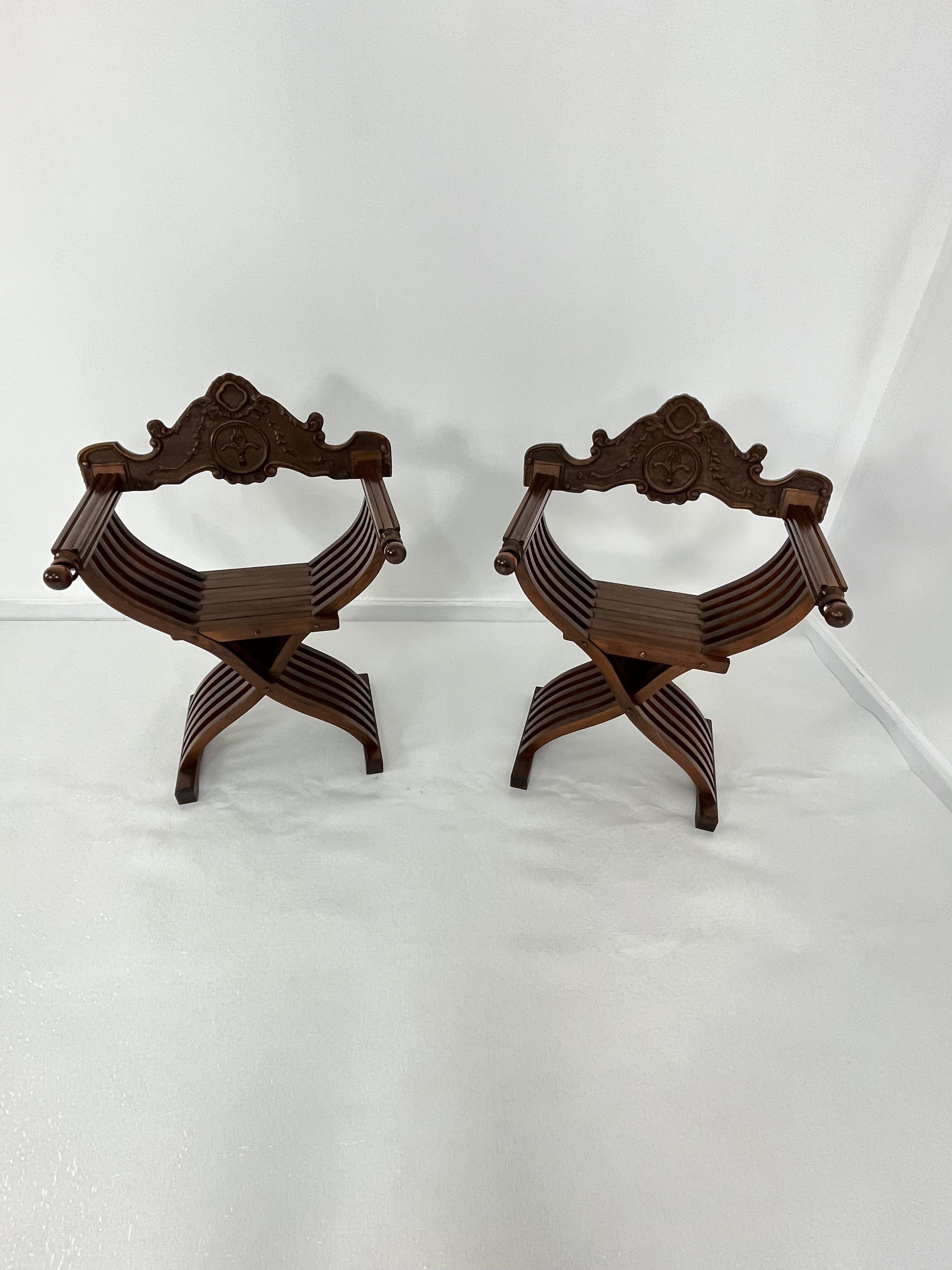 Set Of 2 Mid-Century Italian Folding Chairs Model 