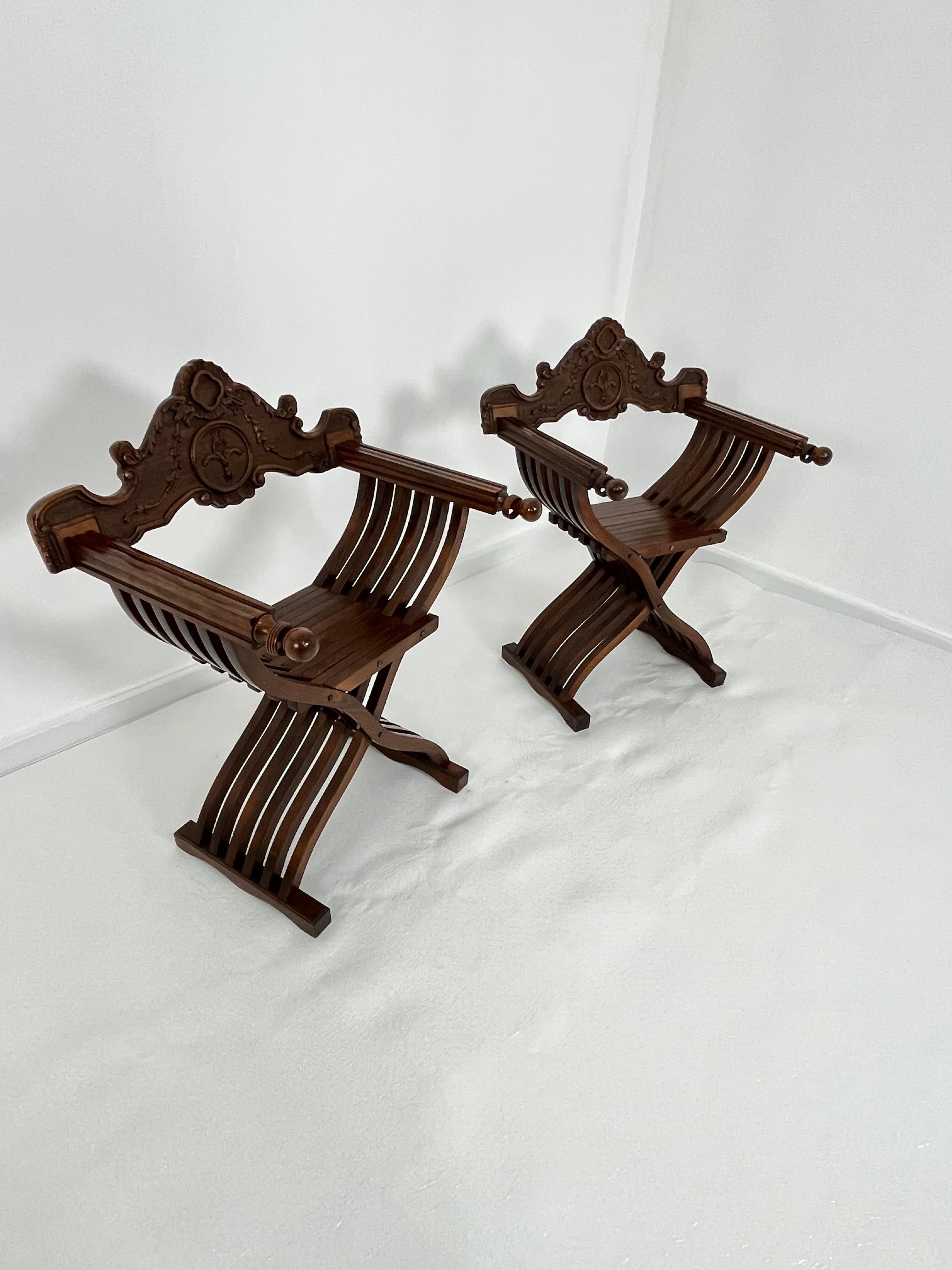 Set Of 2 Mid-Century Italian Folding Chairs Model 