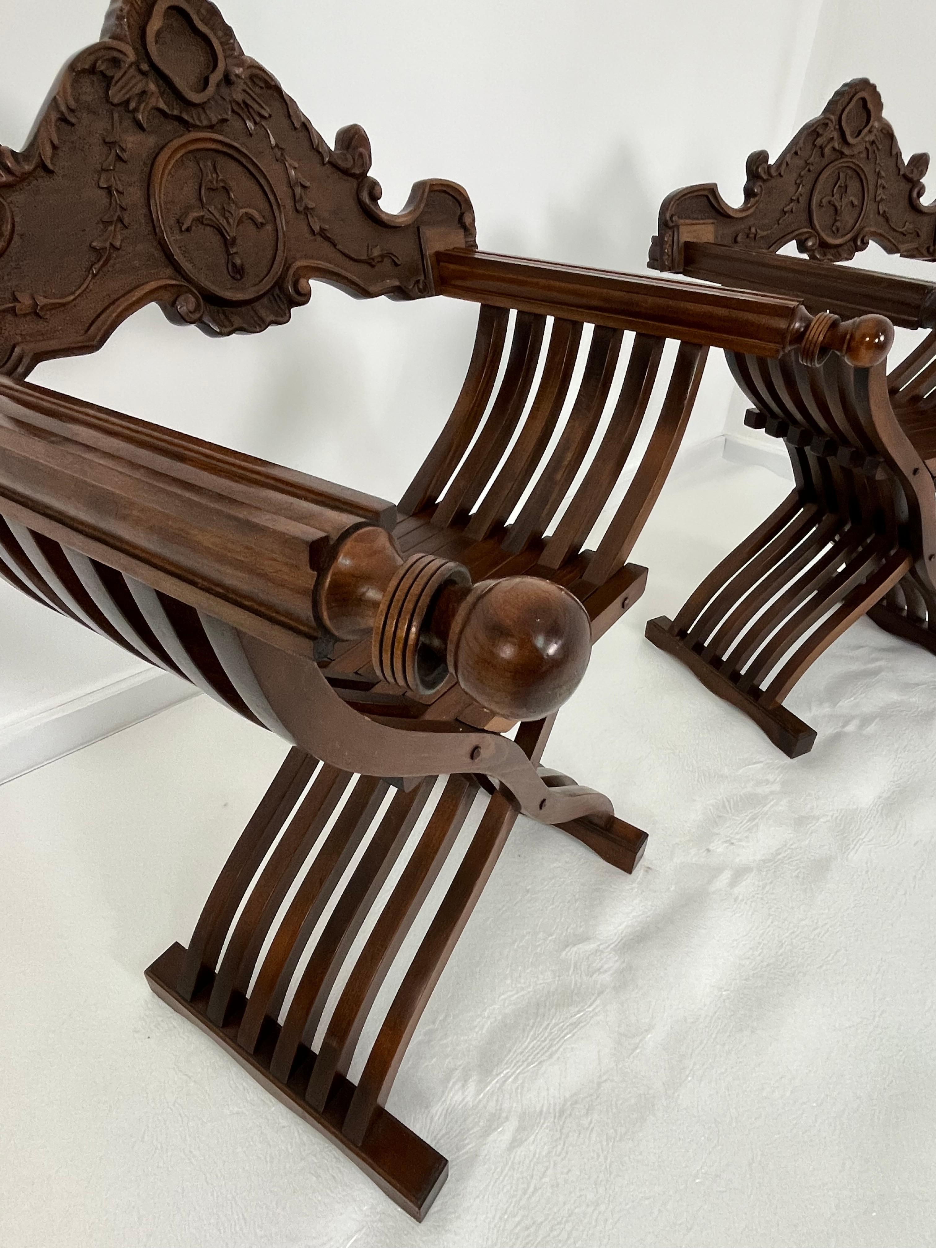 Set Of 2 Mid-Century Italian Folding Chairs Model 