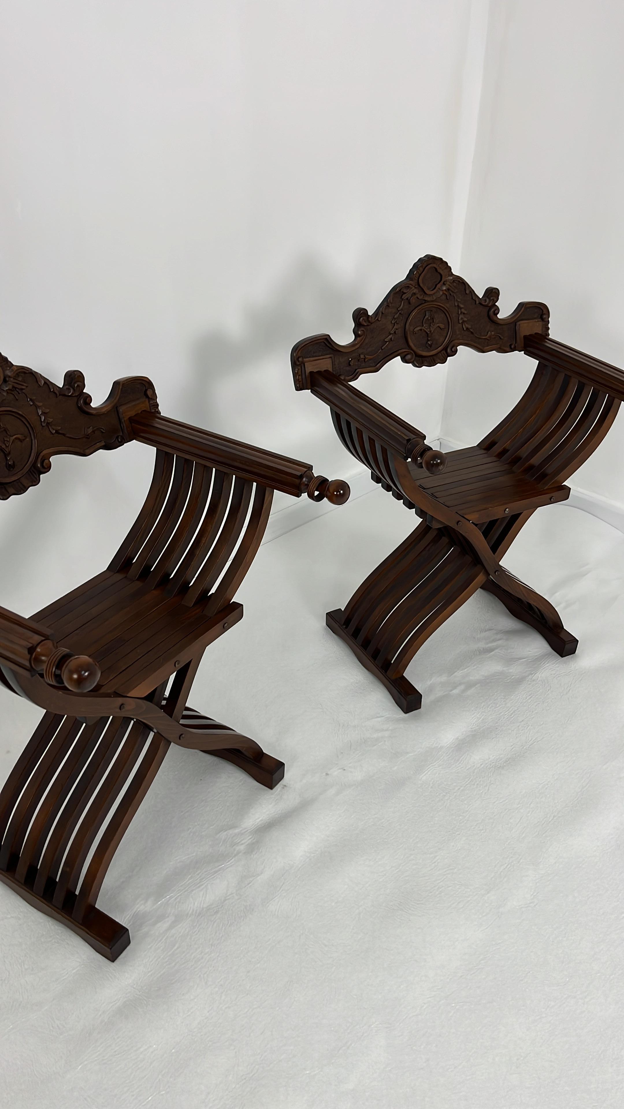 Set Of 2 Mid-Century Italian Folding Chairs Model 