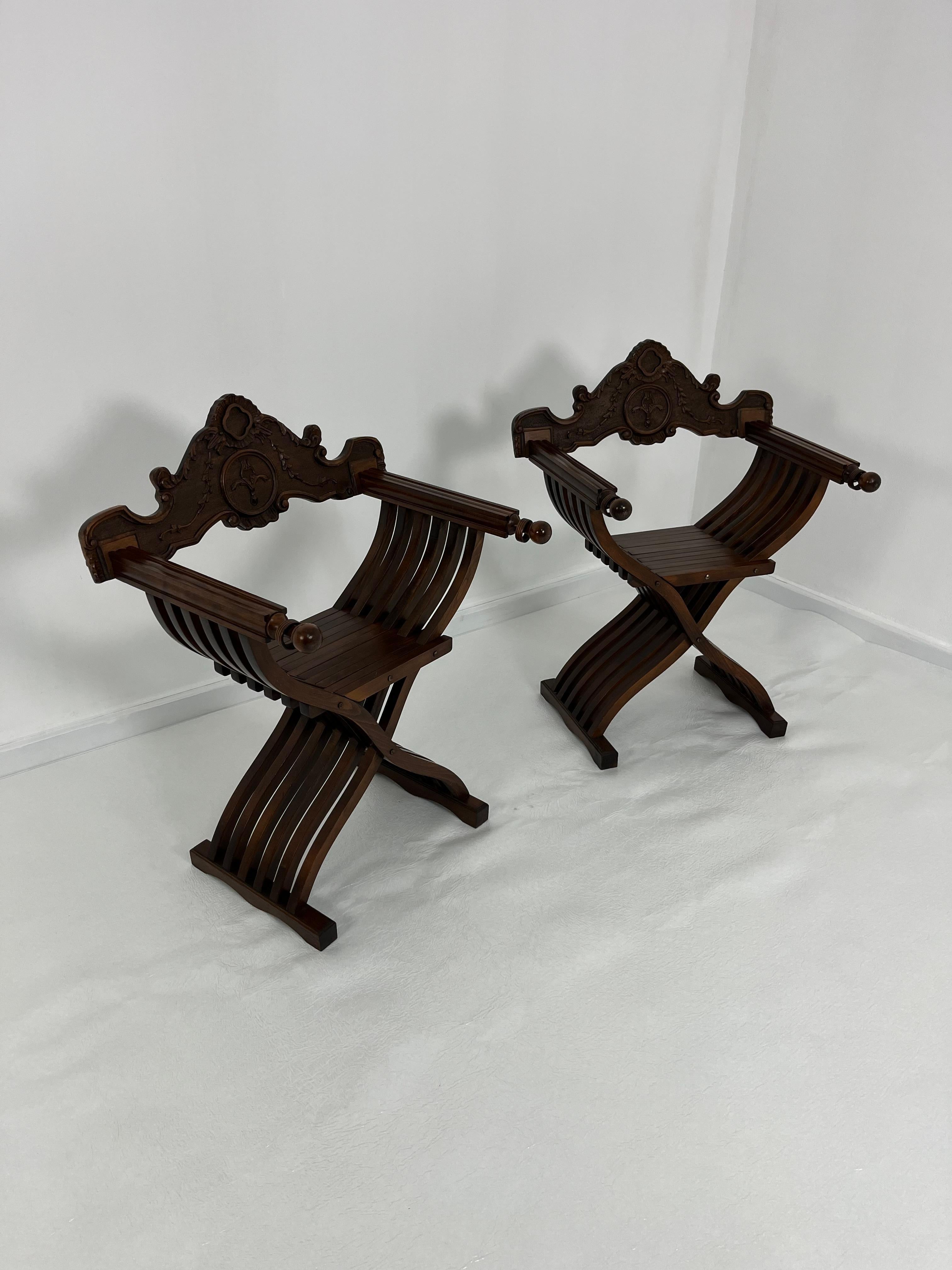Set Of 2 Mid-Century Italian Folding Chairs Model 