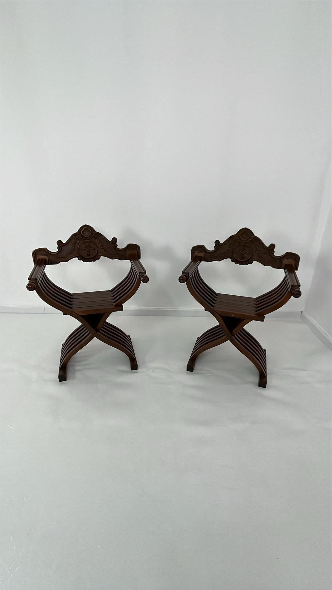 Set Of 2 Mid-Century Italian Folding Chairs Model 
