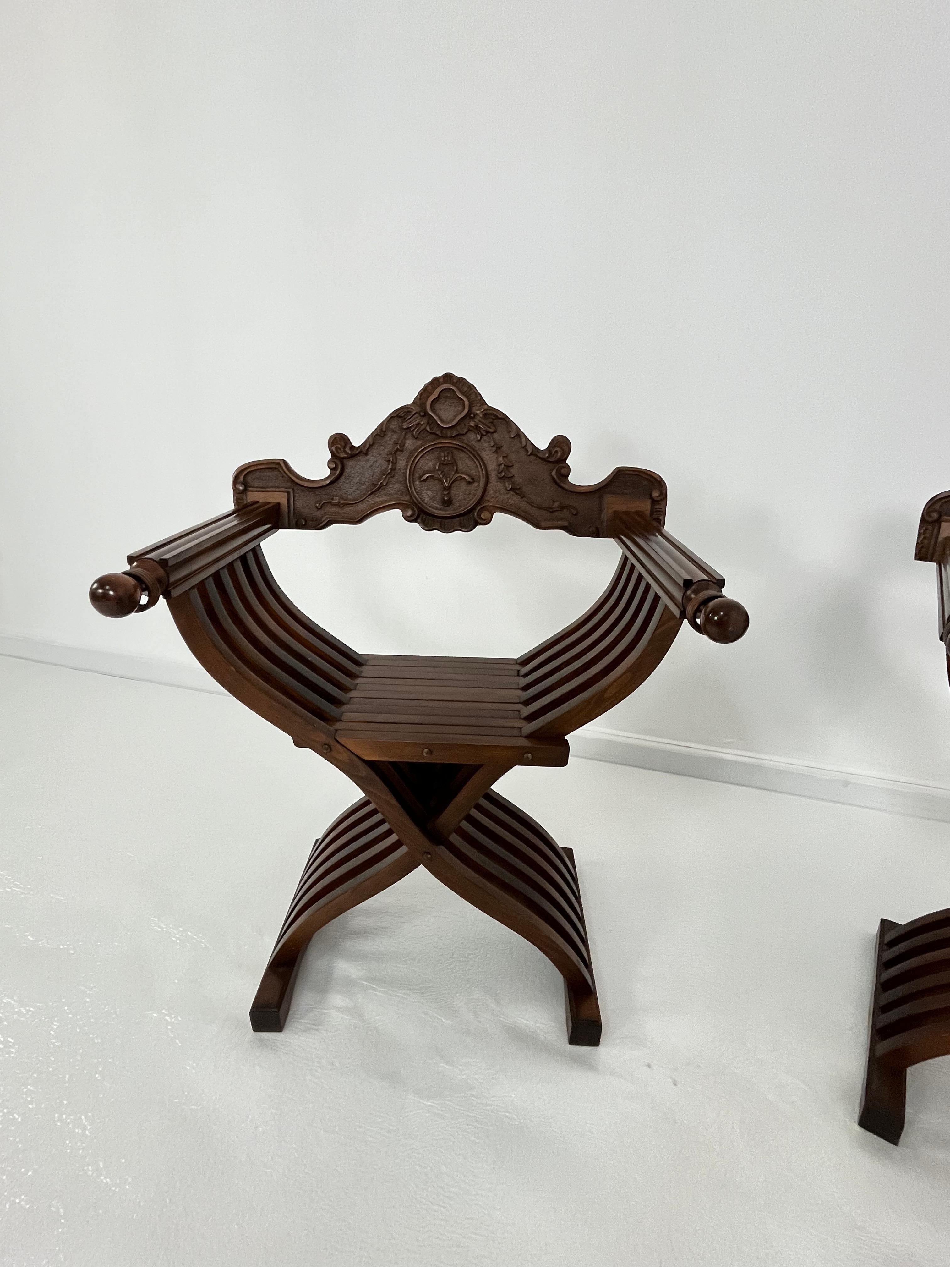 Set Of 2 Mid-Century Italian Folding Chairs Model 