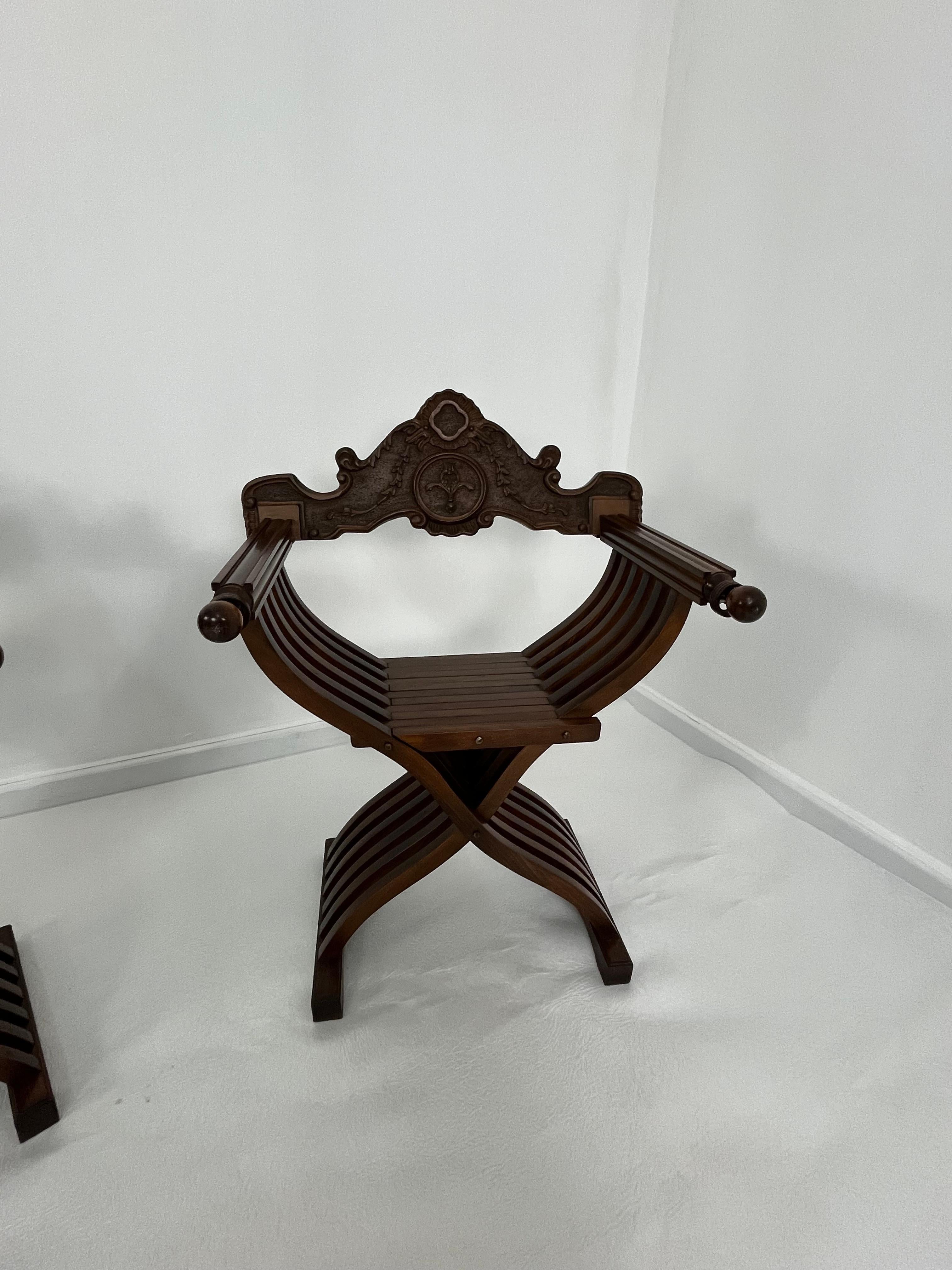 Set Of 2 Mid-Century Italian Folding Chairs Model 