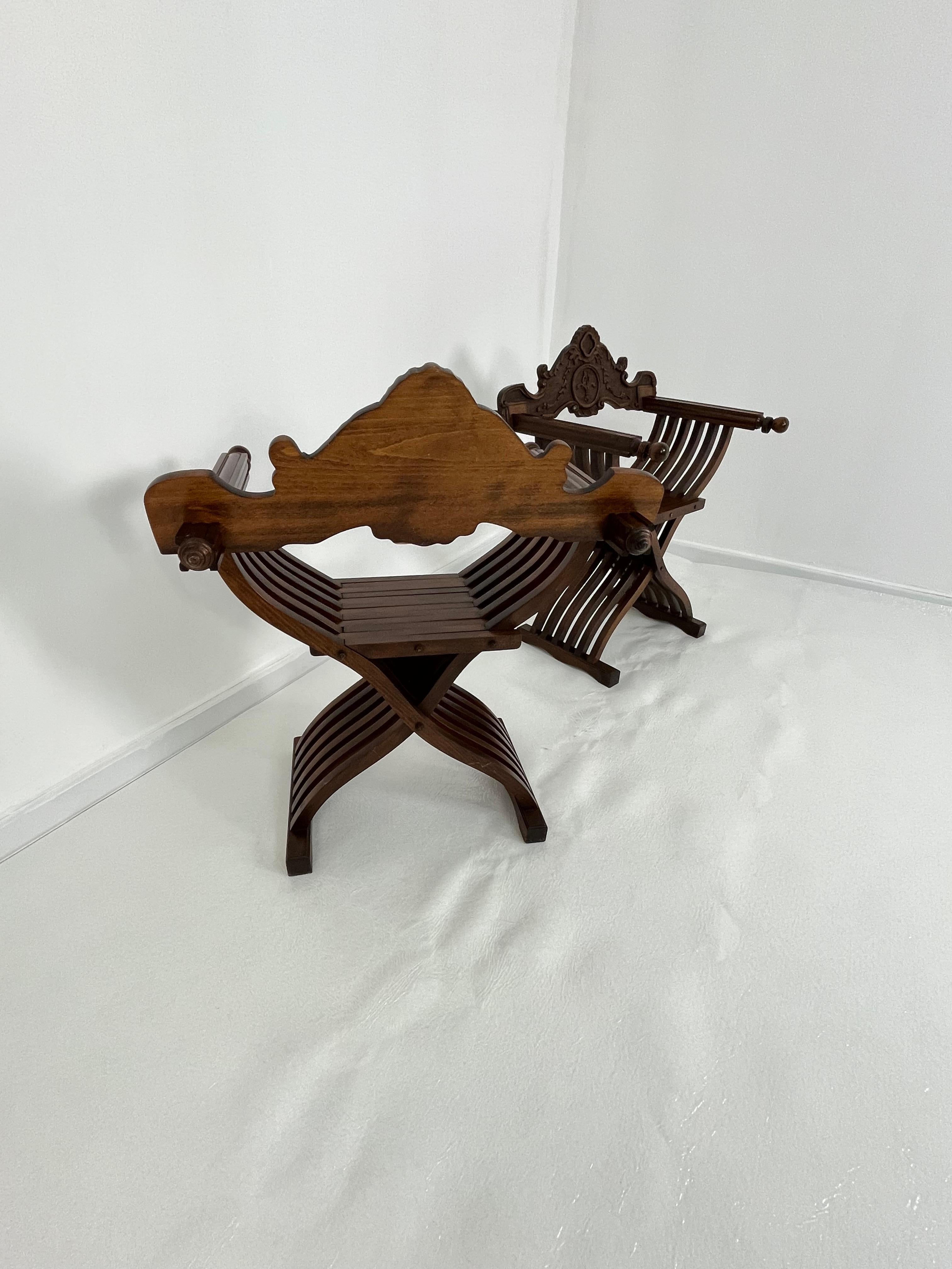 Set Of 2 Mid-Century Italian Folding Chairs Model 