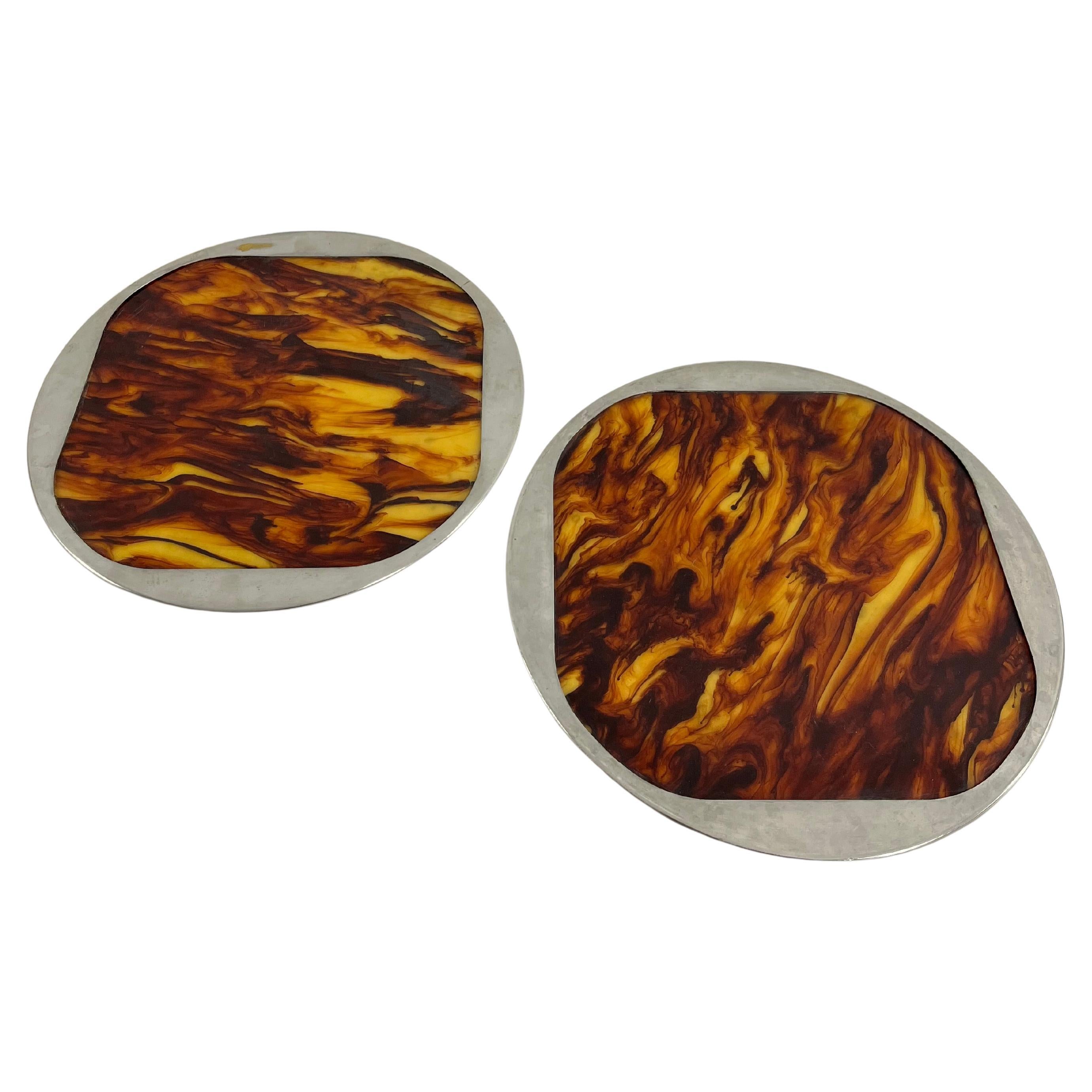 Set Of 2 Mid-century Italian Lucite Trays, 1960s