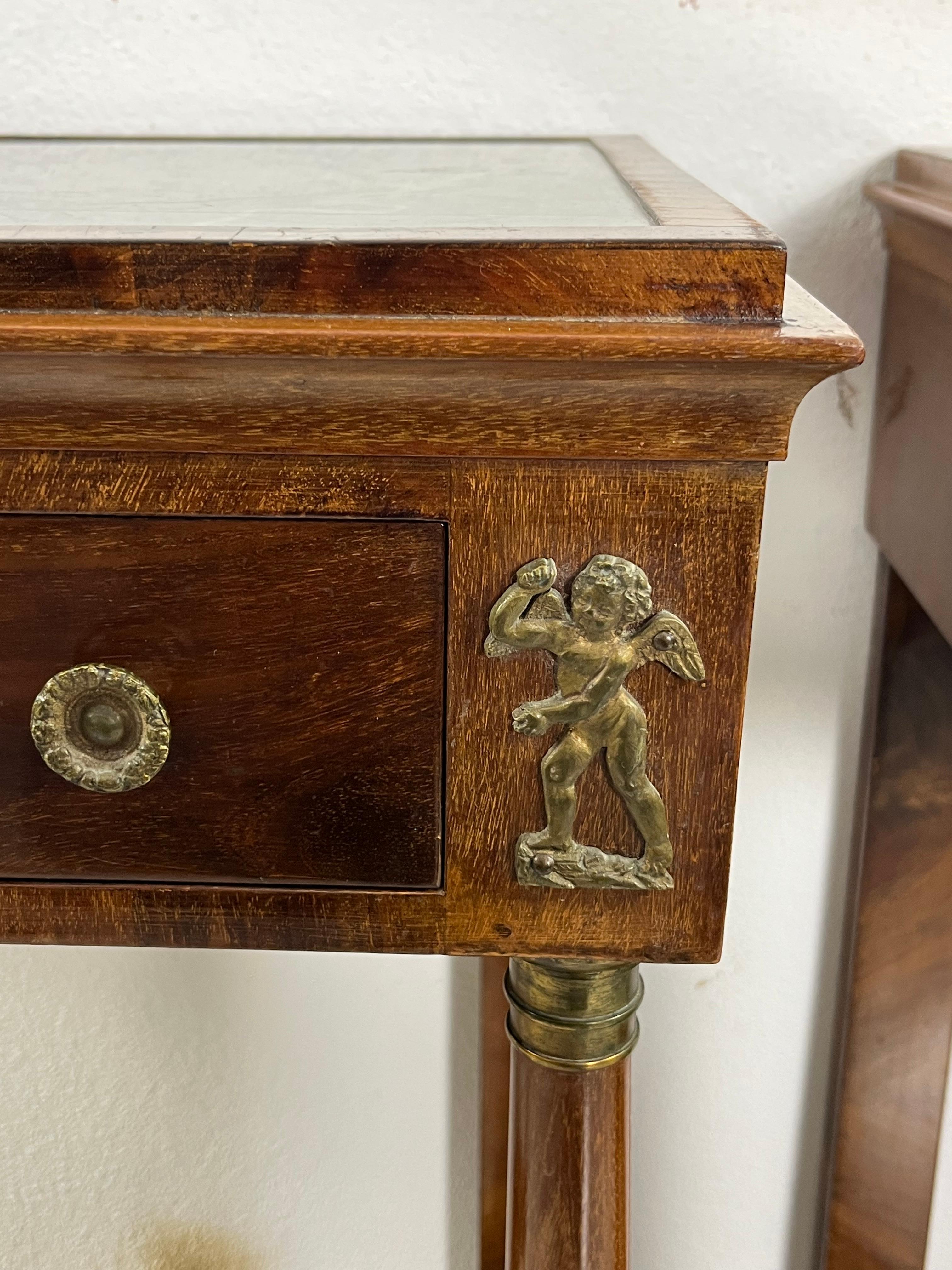 Set of 2 Mid-Century Italian Marble Top Nightstands, 1940s For Sale 7