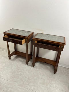 Set of 2 Mid-Century Italian Marble Top Nightstands, 1940s