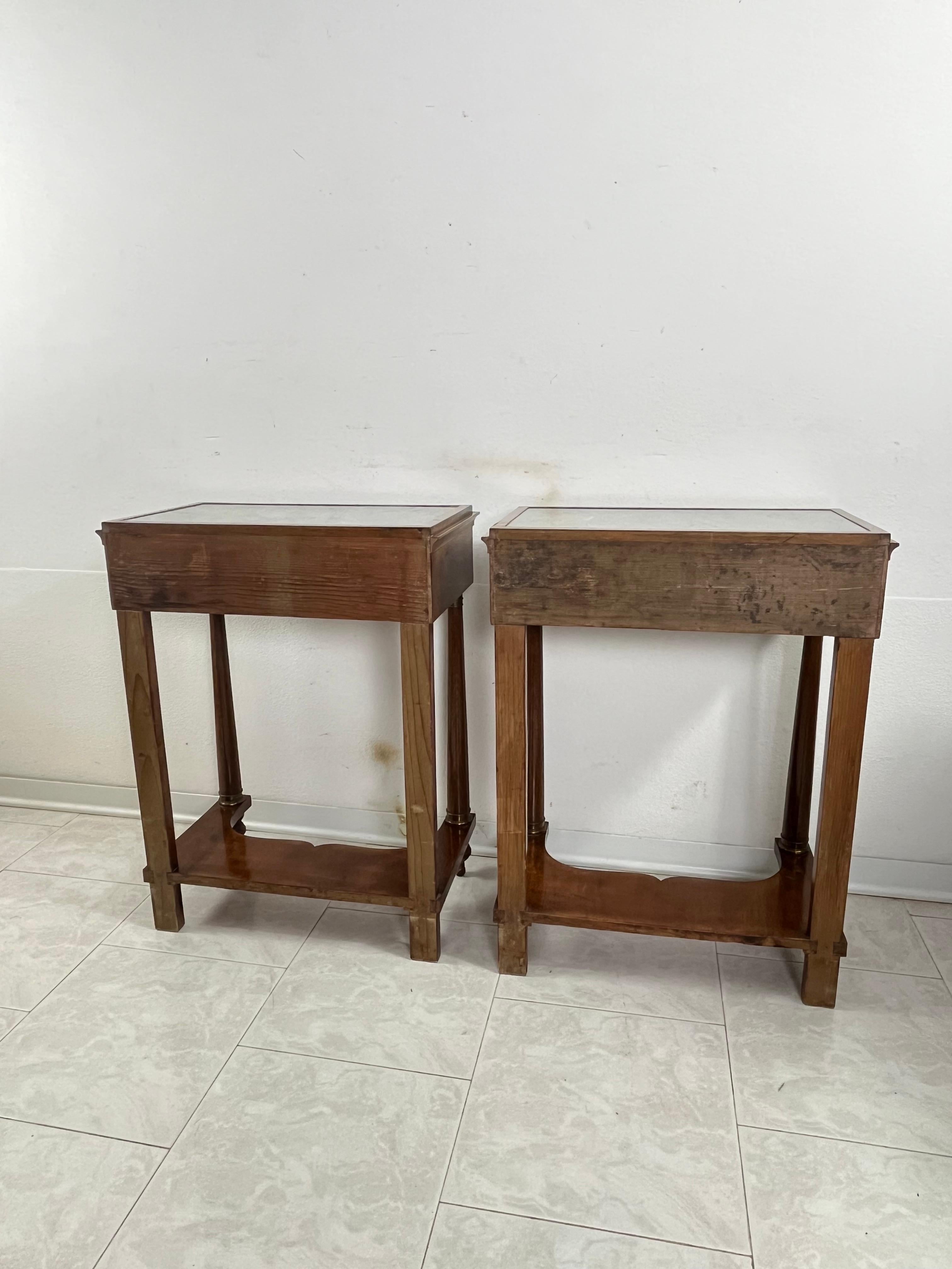 Set of 2 Mid-Century Italian Marble Top Nightstands, 1940s For Sale 3
