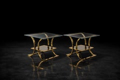 Set di 2 tavolini da caffè in vetro in stile moderno italiano della metà del secolo, anni ’60
