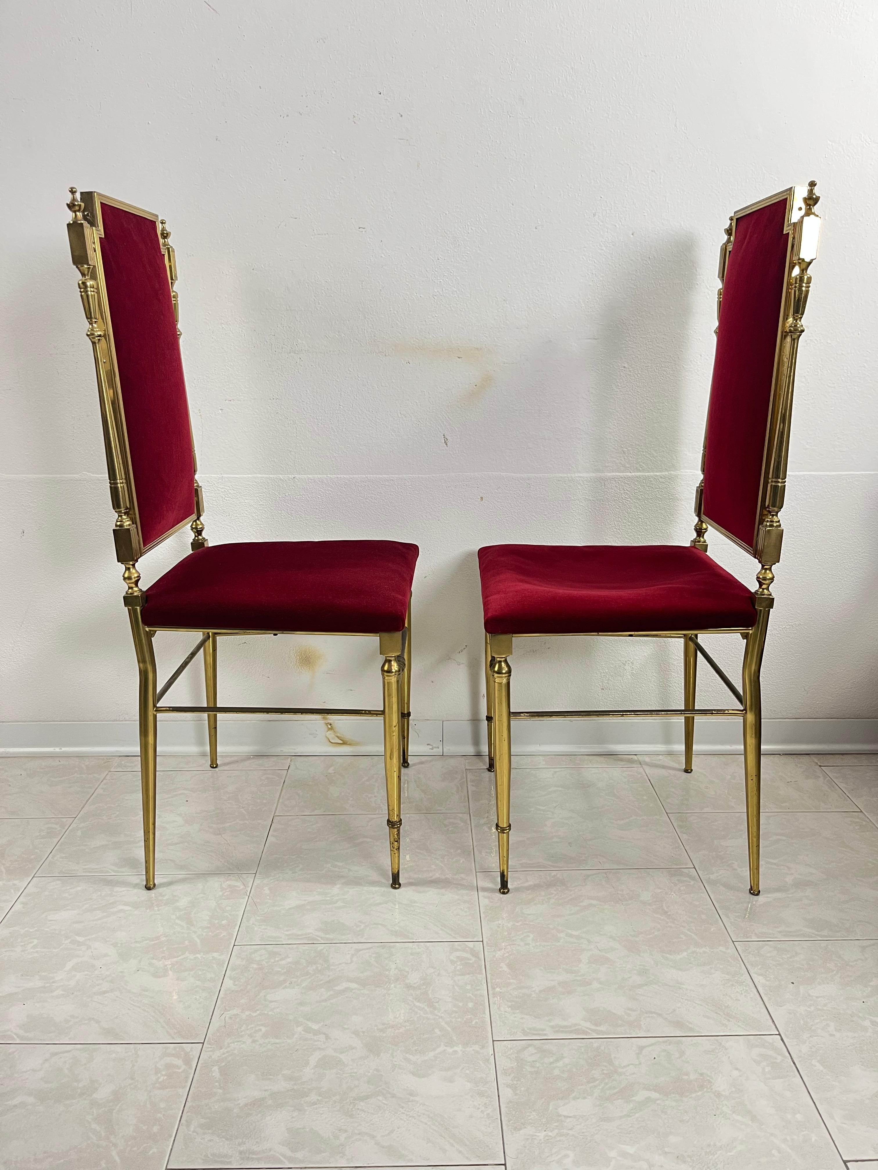 Italiano Set di 2 sedie neoclassiche in ottone della metà del secolo scorso, anni '50 in vendita