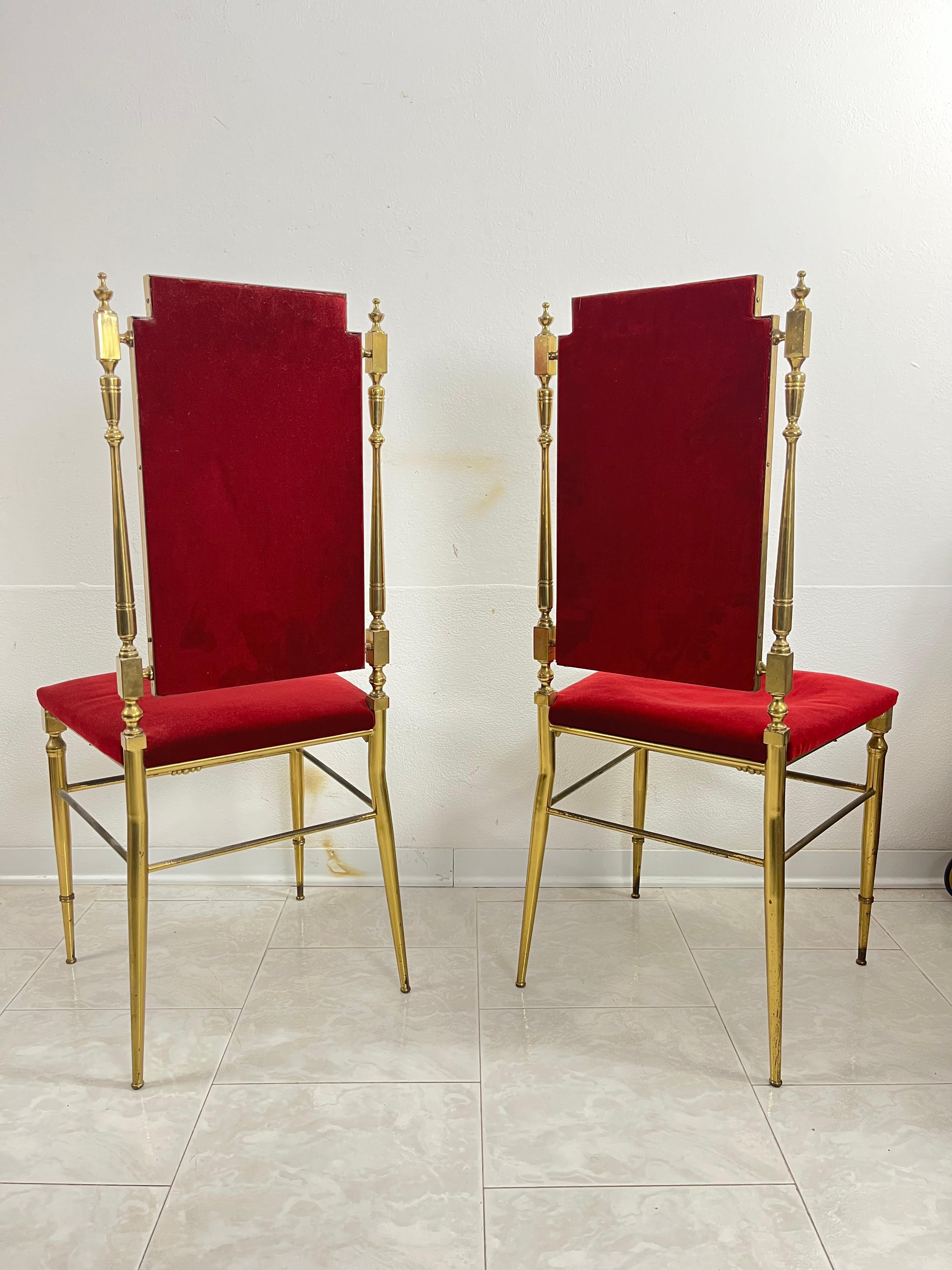 Metà XX secolo Set di 2 sedie neoclassiche in ottone della metà del secolo scorso, anni '50 in vendita