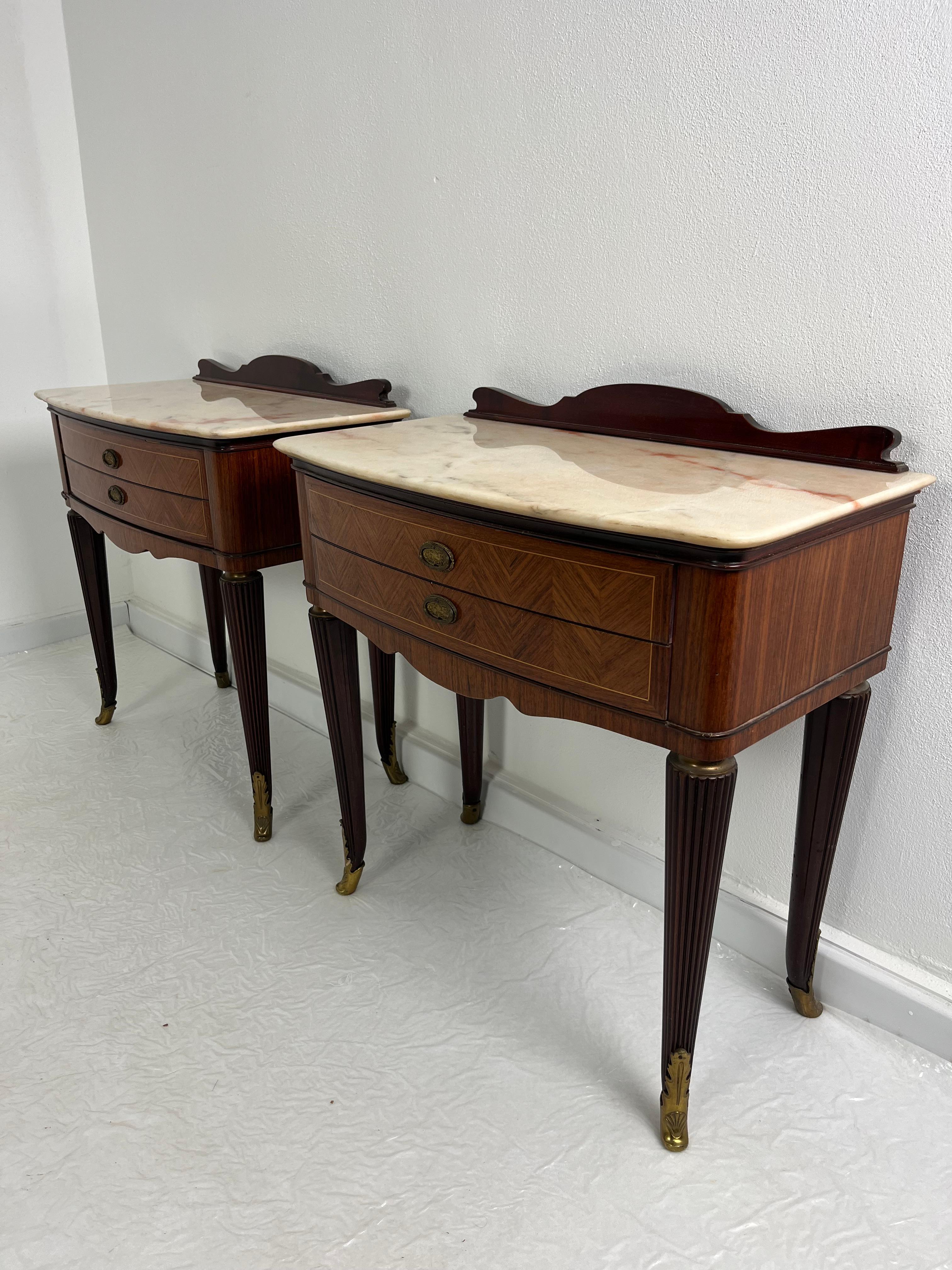 Italiano Set of 2 Mid-century Italian Nightstands, 1950s in vendita