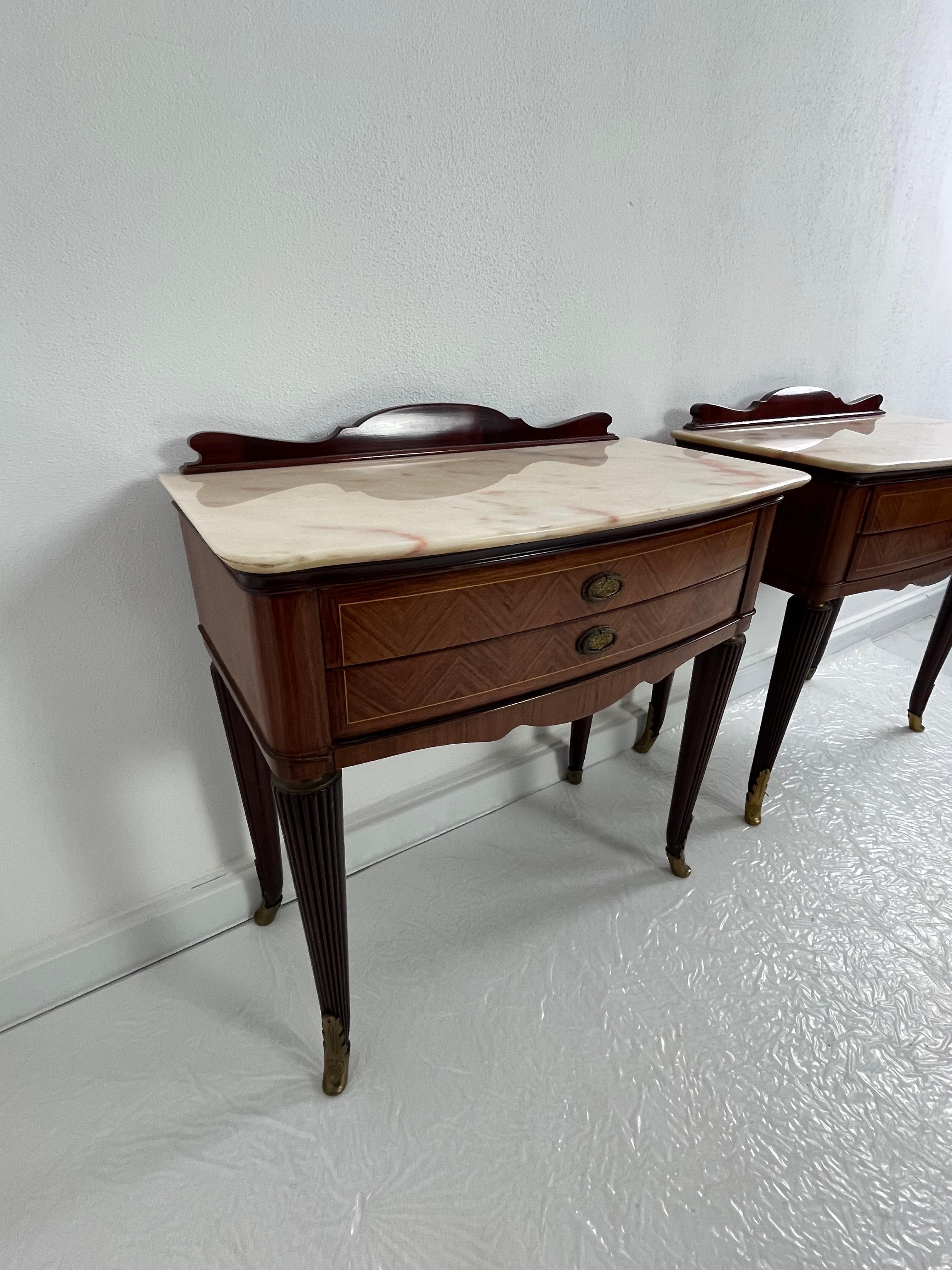 Metà XX secolo Set of 2 Mid-century Italian Nightstands, 1950s in vendita