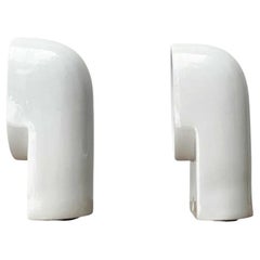 Set of 2 Mid-Century Italian Space Age Pafo Wall Lamps in Ceramic, 1970s