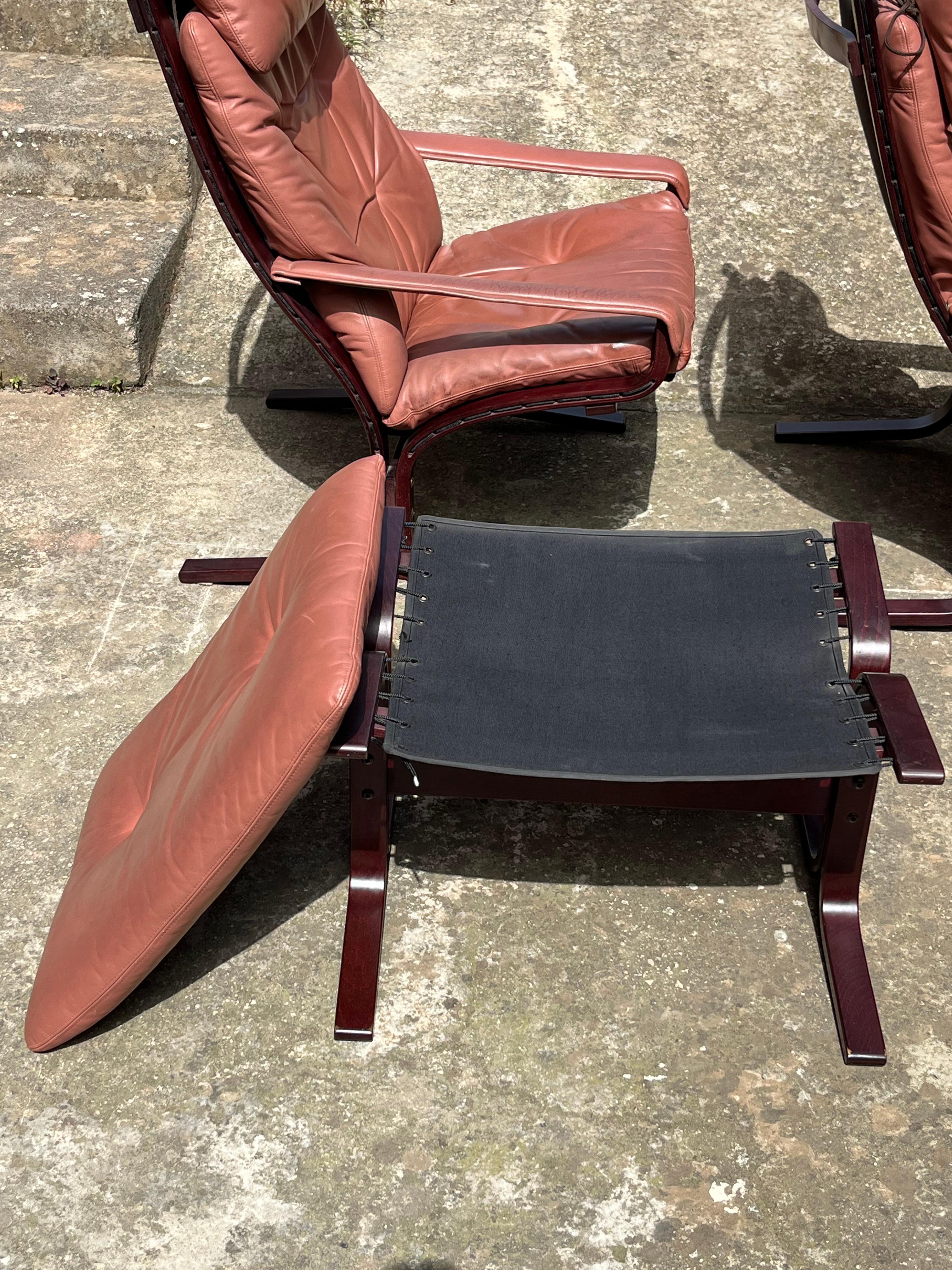 Set of 2 Mid-Century Leather  Armchairs by Inghar Relling for Westnofa  1960s In Good Condition For Sale In Palermo, IT