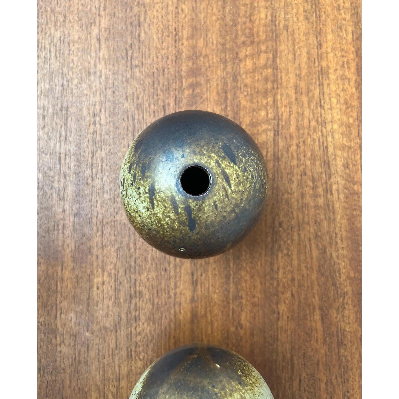 Set of 2 Mid-Century Minimalist Danish Studio Pottery Vase, 1960s For Sale 1