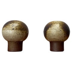 Juego de 2 jarrones de cerámica danesa minimalista de mediados de siglo Studio Pottery, años 60
