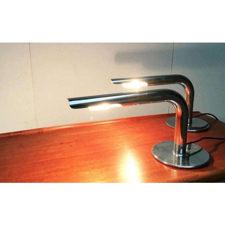 Mid-Century Modern Set of 2 Mid-Century Minimalist Gulp Table Lamps by Ingo Maurer, 1960s For Sale