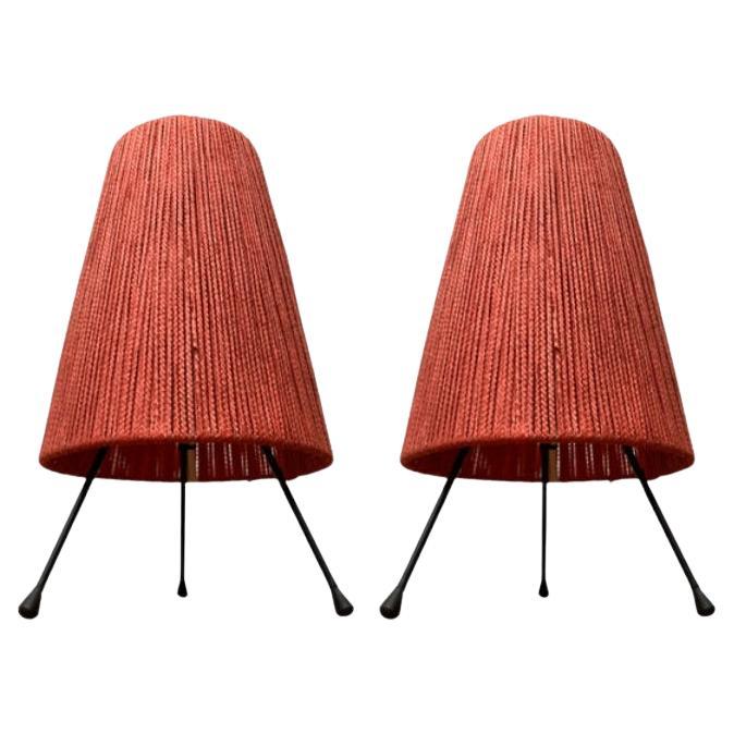 Set di 2 lampade da tavolo a treppiede minimaliste di metà secolo, anni '60