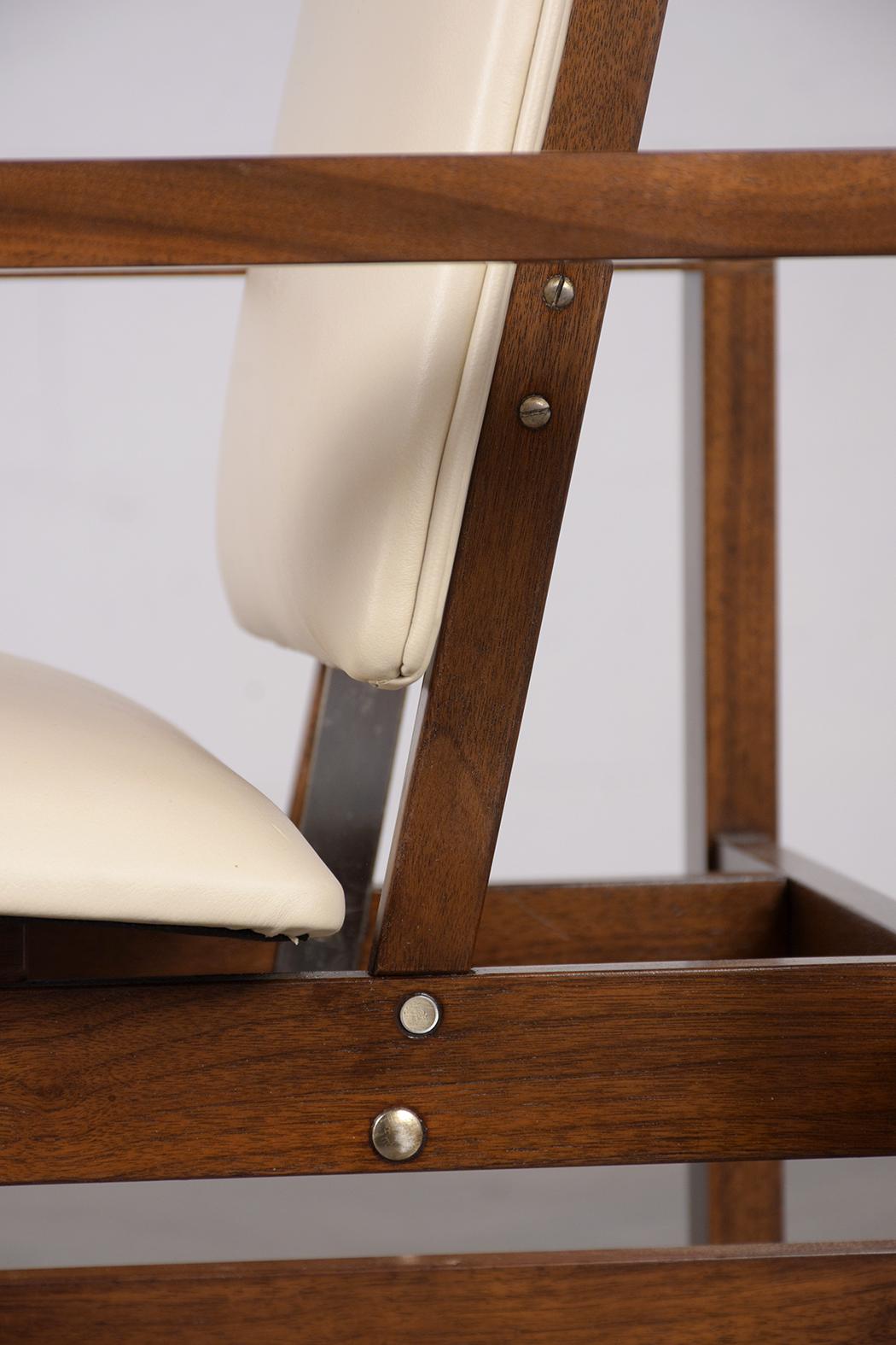 Metal Set of 2 Mid-Century  Brown Saltman Leather Lounge Chairs
