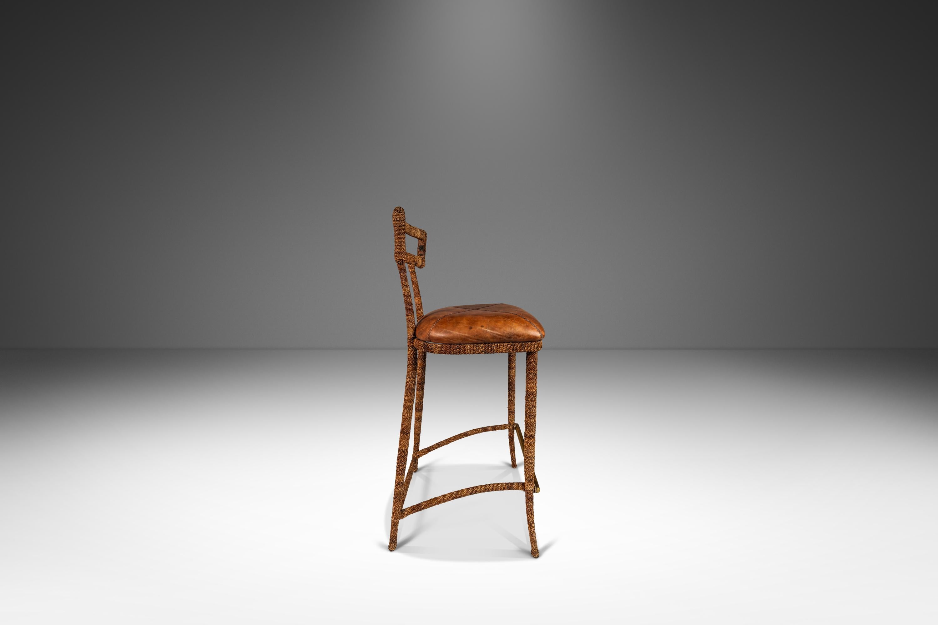 Set of 2 Mid-Century Modern Campaign Bar Stools by Maitland-Smith, c. 1980s 4