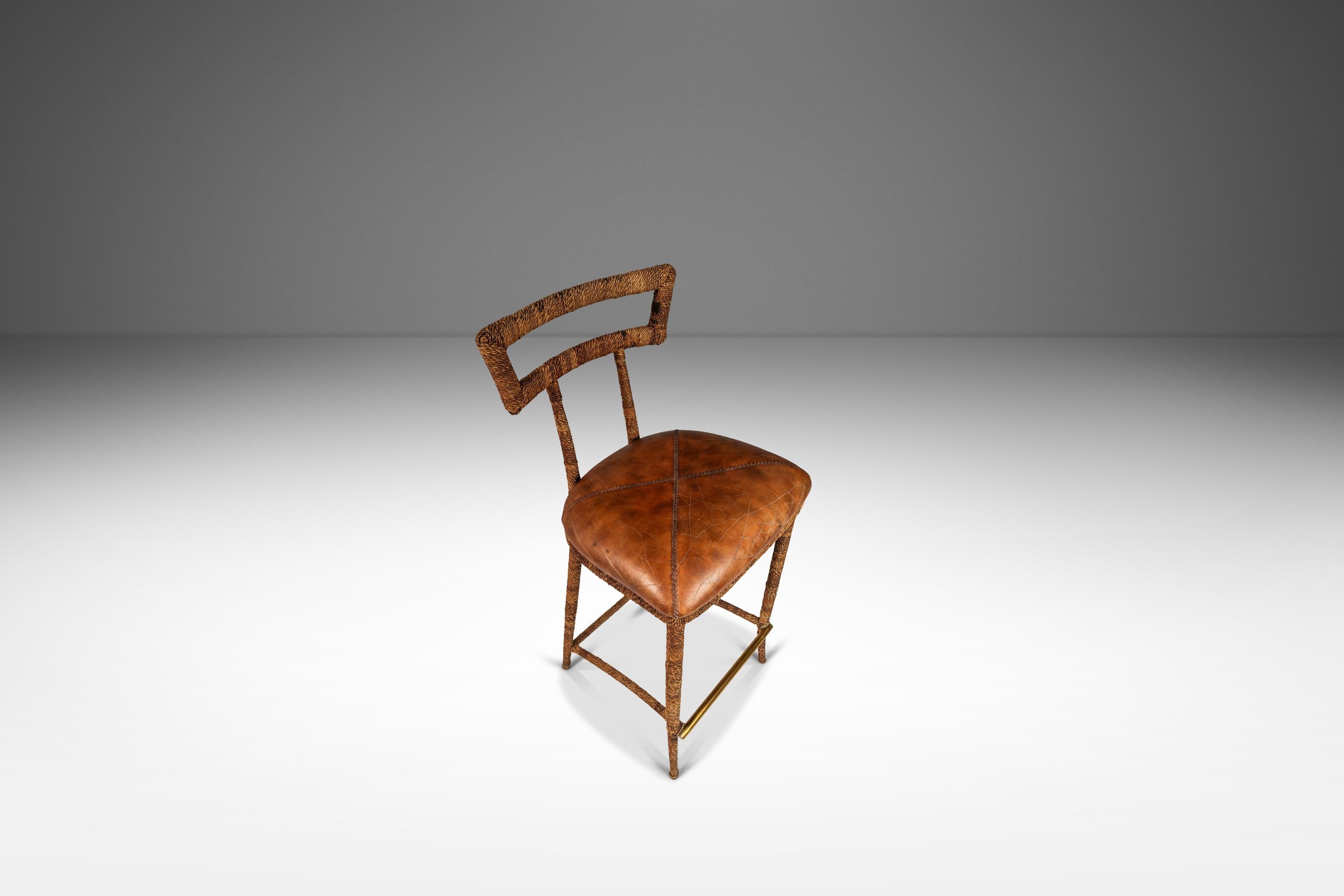 Set of 2 Mid-Century Modern Campaign Bar Stools by Maitland-Smith, c. 1980s 1