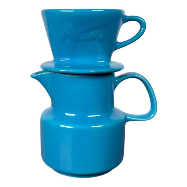 Set di 2 filtri per caffè e caffettiere in ceramica a forma di marionetta, anni '60 in vendita