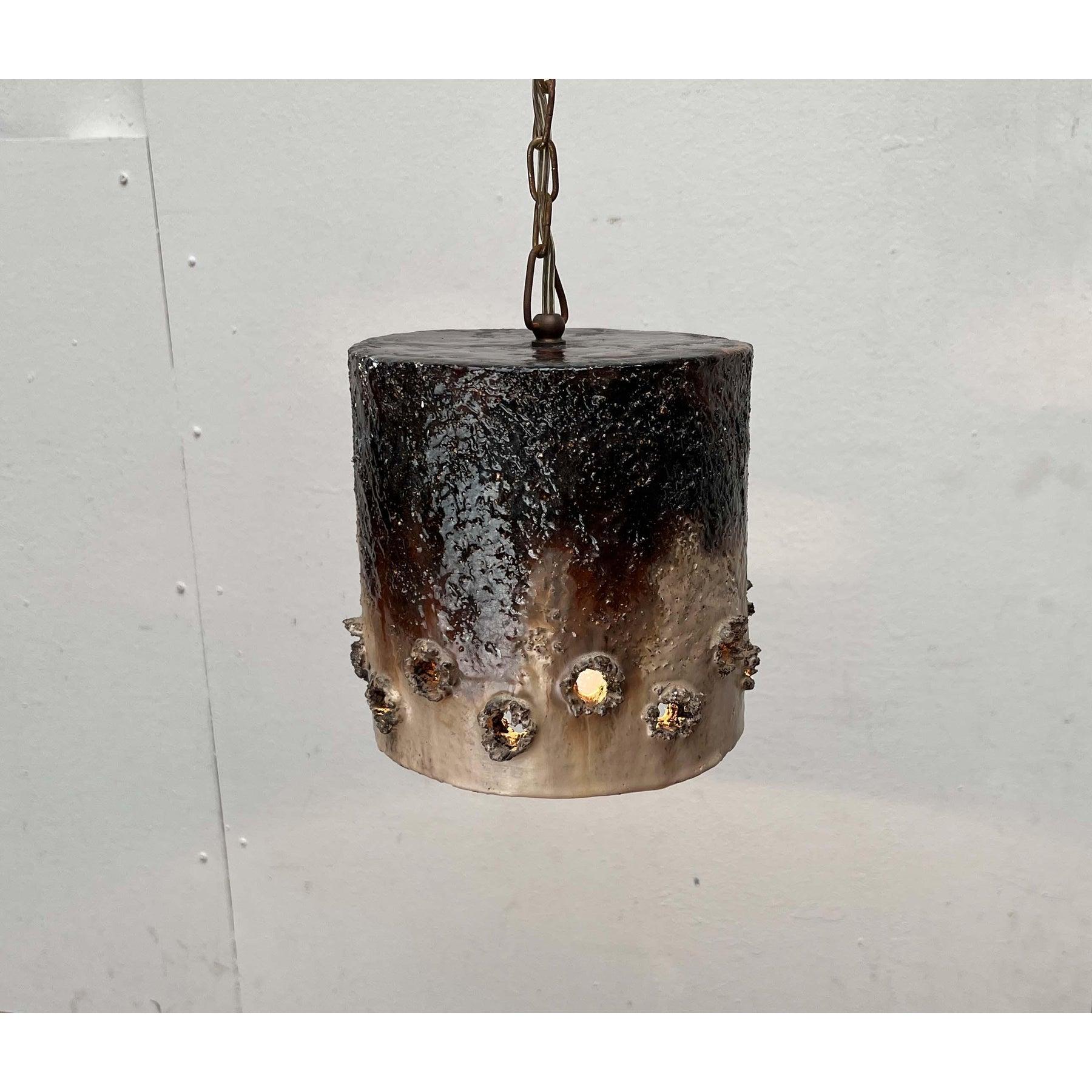 Set of 2 Mid-Century Modern Danish Brutalist Studio Pottery Pendant Lamps, 1960s For Sale 9