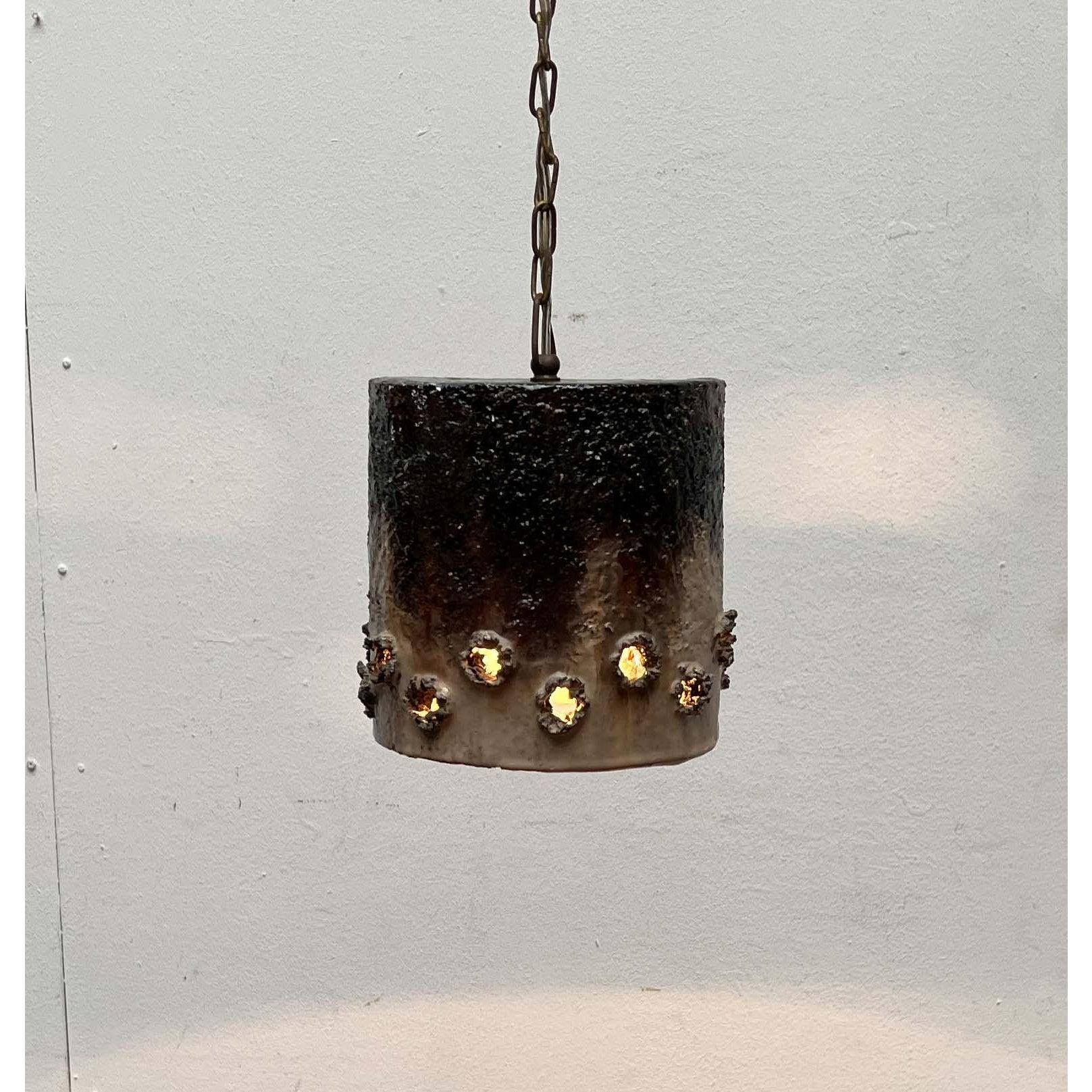 Set of 2 Mid-Century Modern Danish Brutalist Studio Pottery Pendant Lamps, 1960s For Sale 10