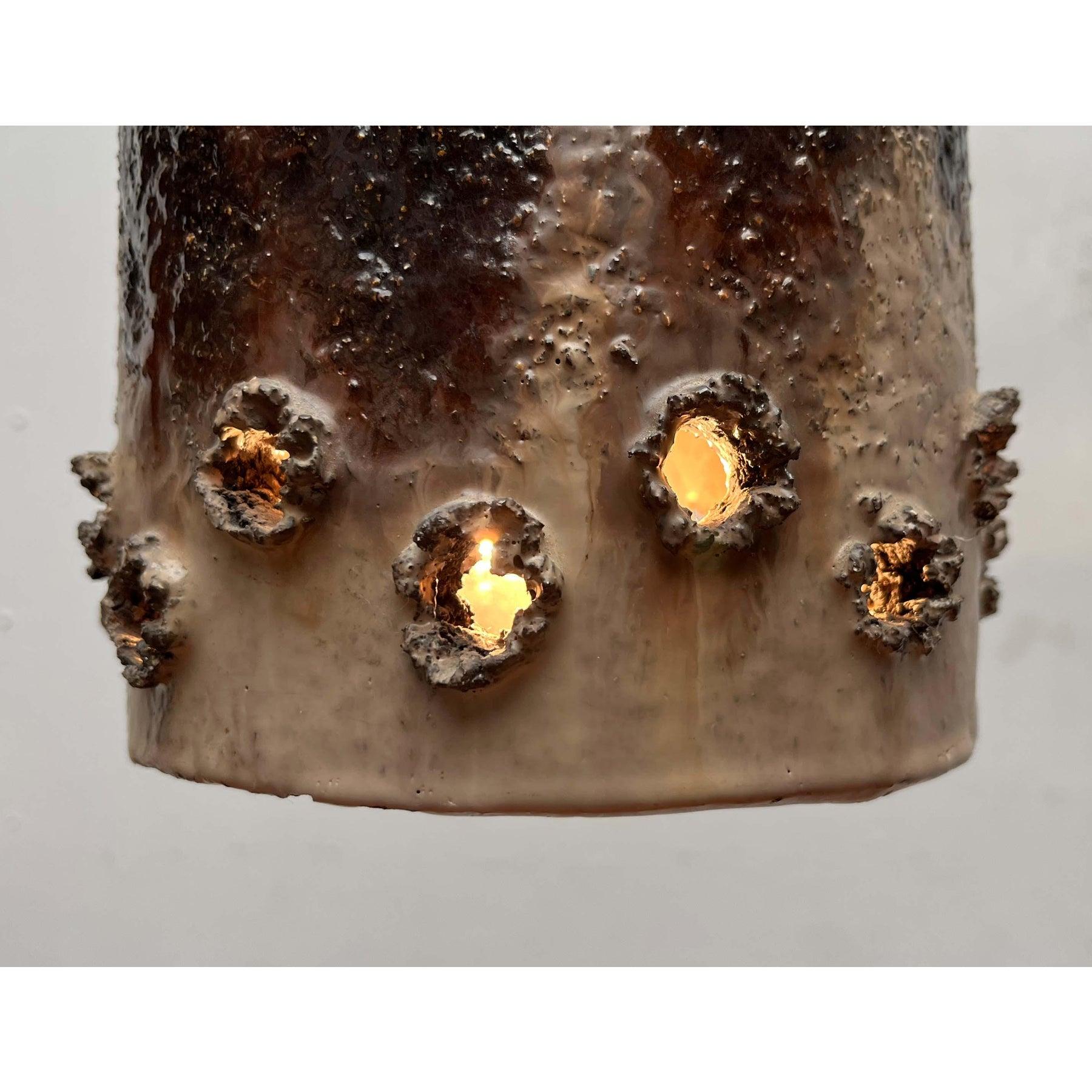 Set of 2 Mid-Century Modern Danish Brutalist Studio Pottery Pendant Lamps, 1960s For Sale 11