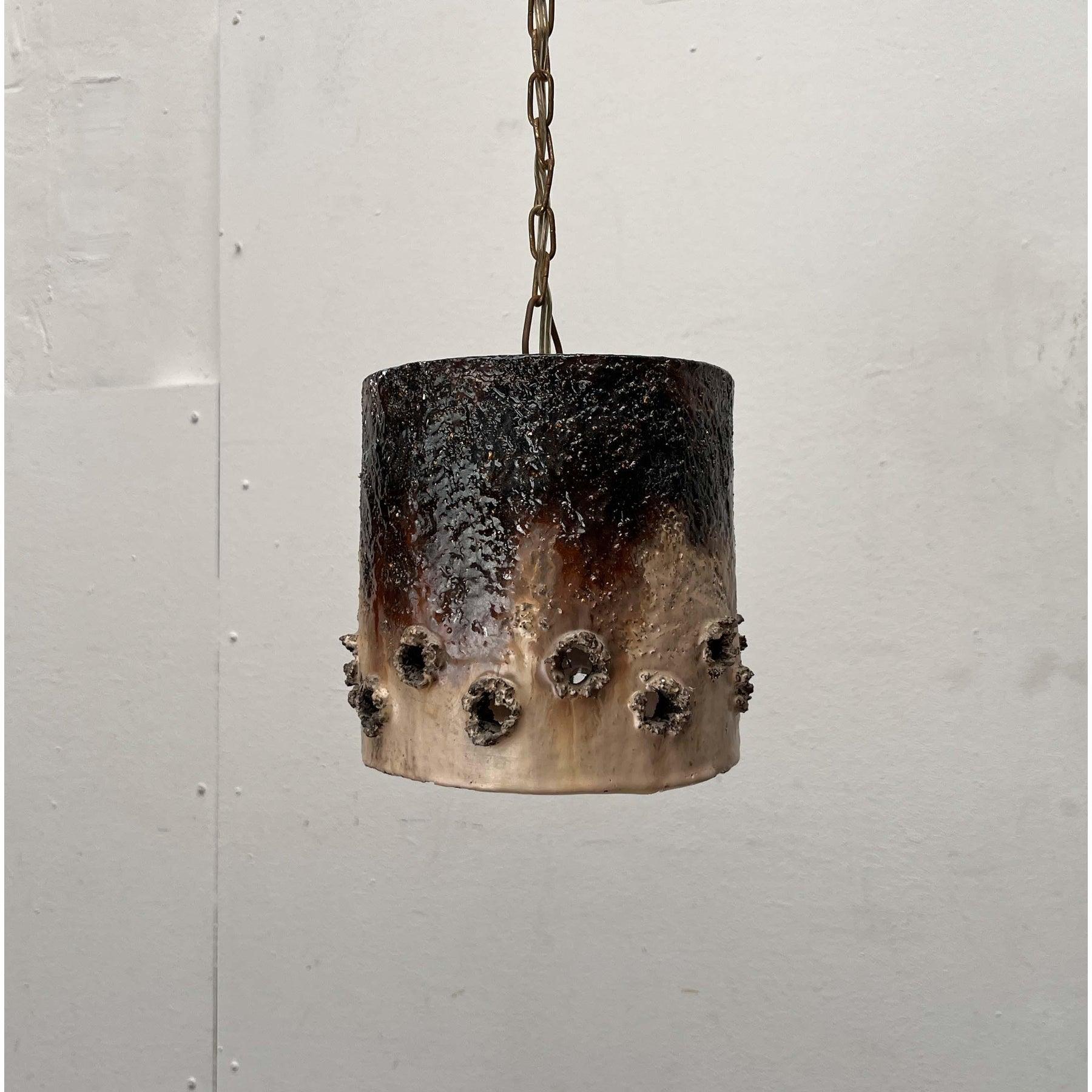 Set of 2 Mid-Century Modern Danish Brutalist Studio Pottery Pendant Lamps, 1960s For Sale 12