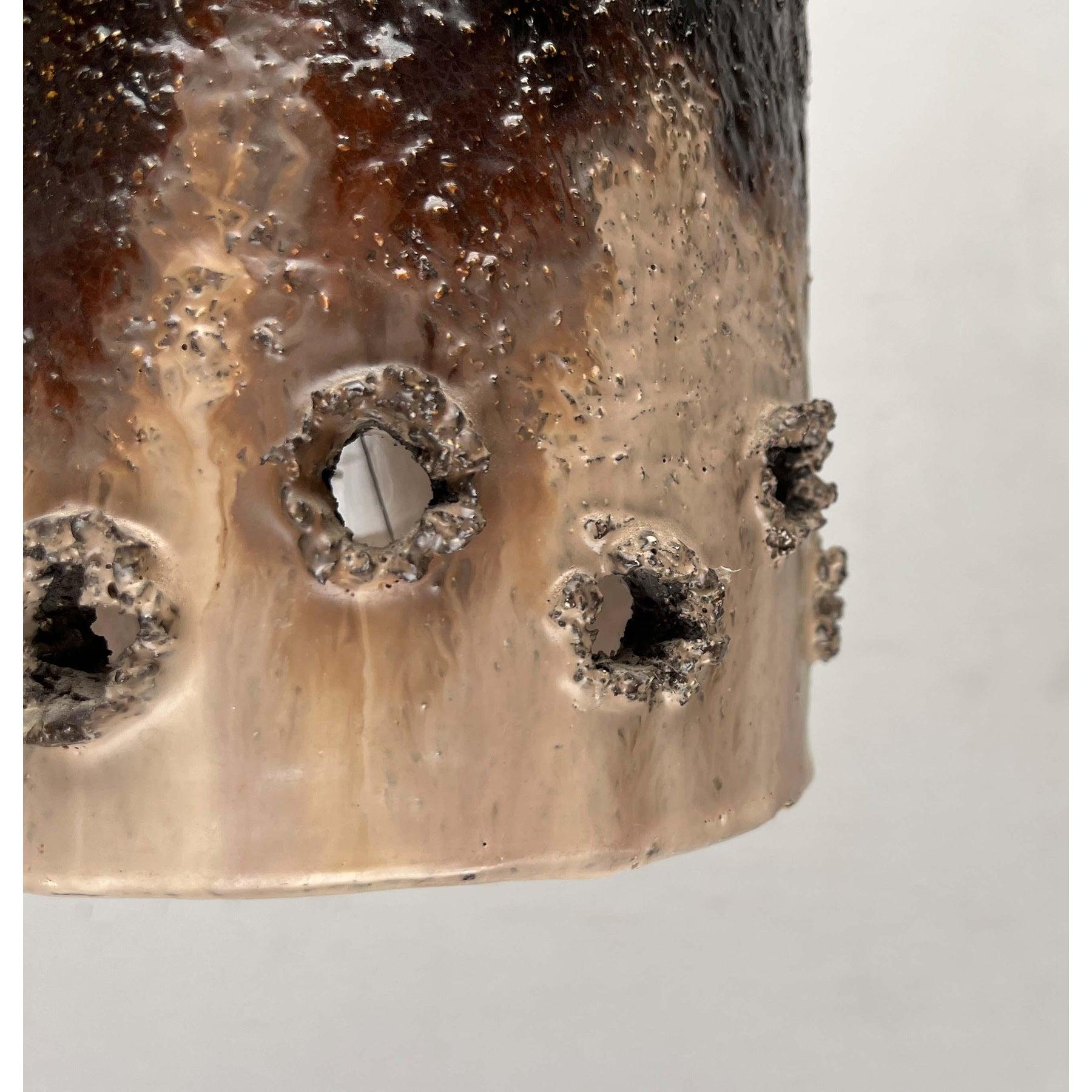 Set of 2 Mid-Century Modern Danish Brutalist Studio Pottery Pendant Lamps, 1960s For Sale 13