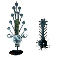 Set of 2 Mid-Century Modern Danish Candleholder in Metal and Glass from Dantoft