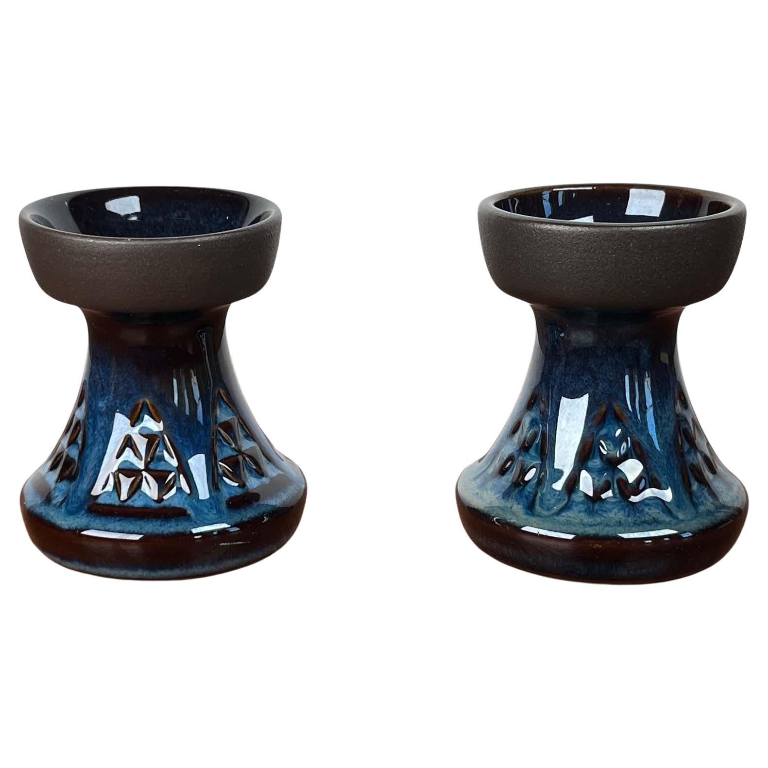 Set of 2 Mid-Century Modern Danish Studio Pottery Candleholder from Søholm en vente