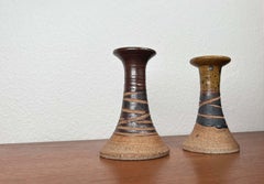 Set of 2 Mid-Century Modern Danish Studio Pottery Candleholder from Tue Poulsen