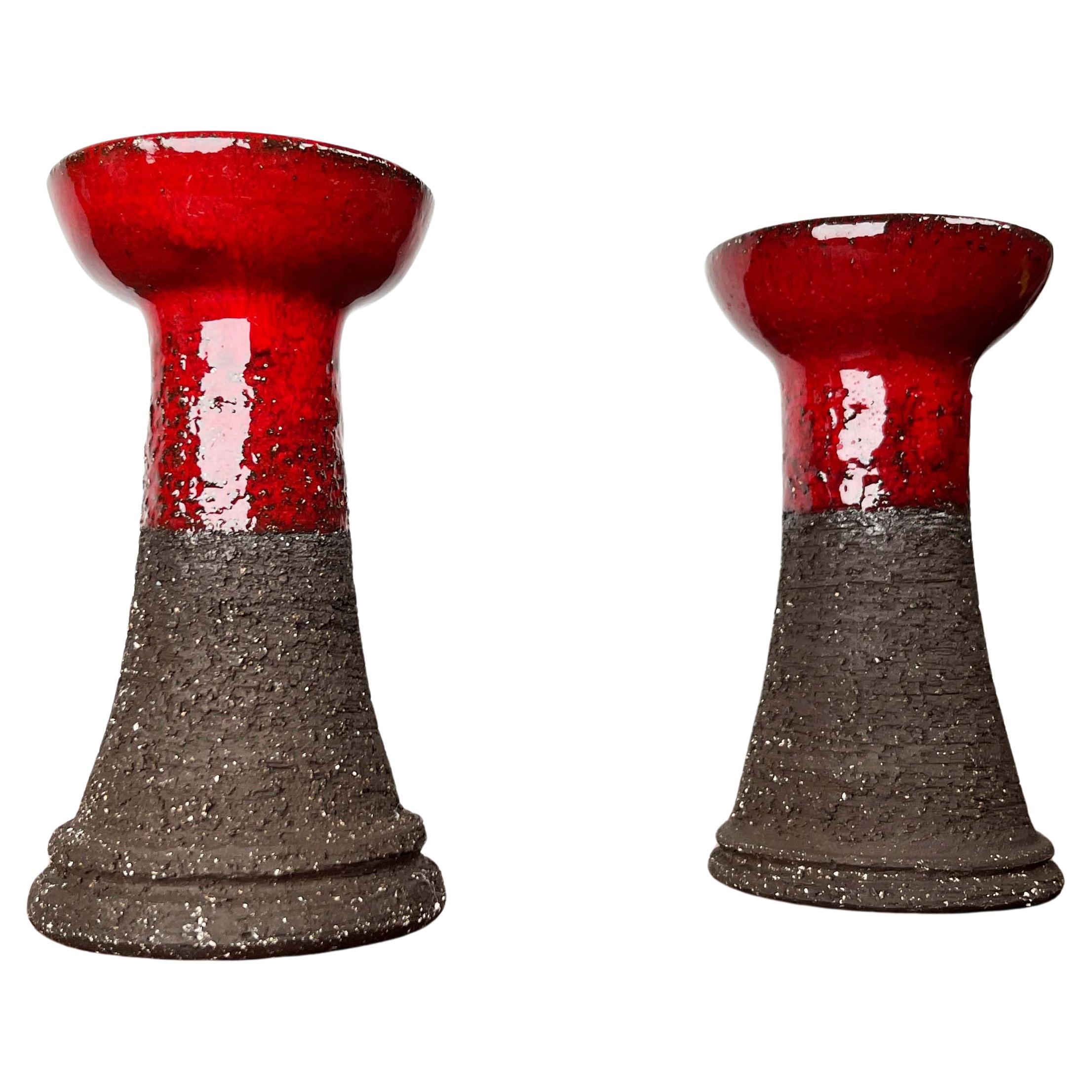 Set of 2 Mid-Century Modern Danish Studio Pottery Candleholder Lovemose 1960s For Sale