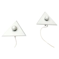 Set of 2 Mid-Century Modern Danish White 556 Harlekin Sconces Horn, 1960s