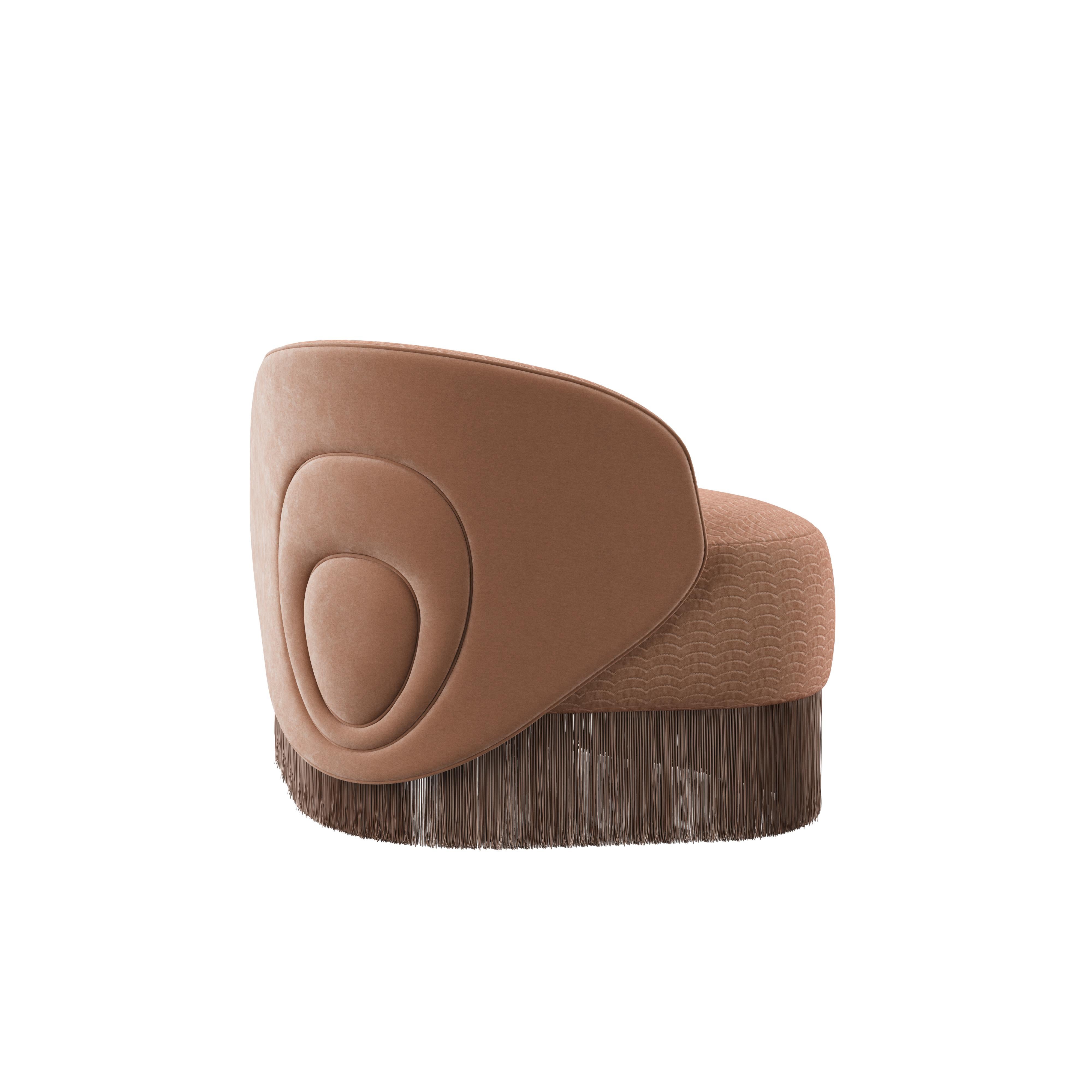 Set di 2 poltrone Doris di metà secolo moderno Dedar con frange in velluto tricotine in vendita 2