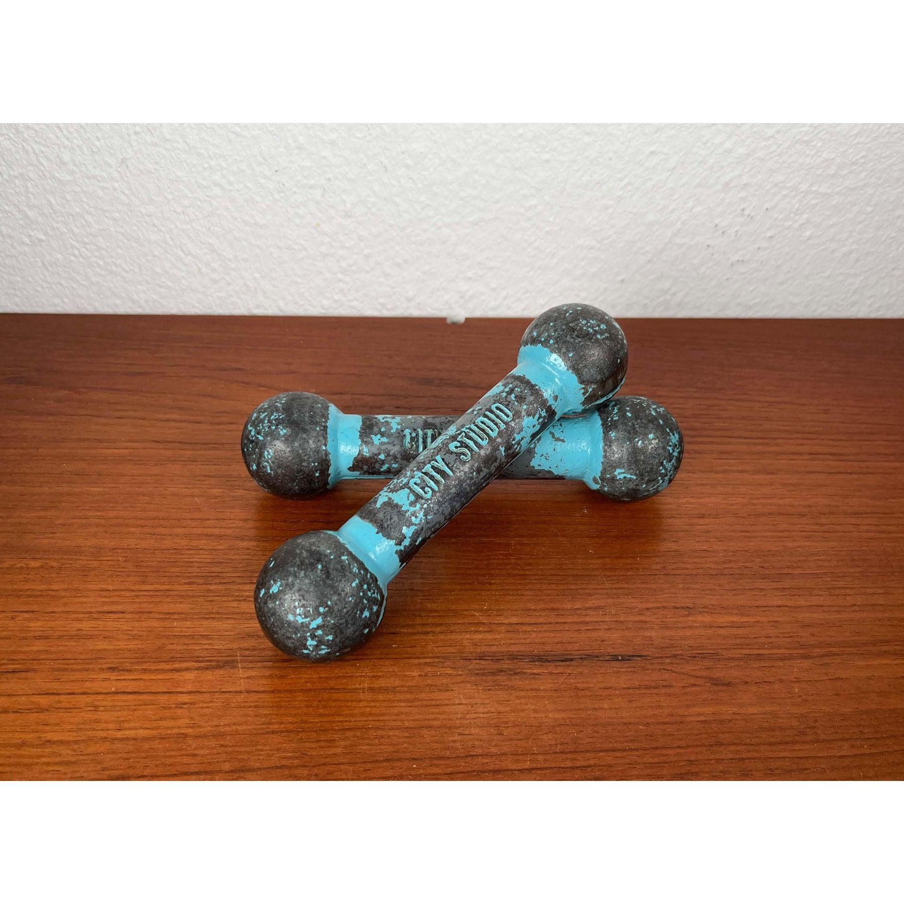 Metal Set of 2 Mid-Century Modern Dumbbells, 1960s For Sale