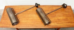 Set of 2 Mid-Century Modern German Industrial Ceiling Lamps Hillebrand Leuchten