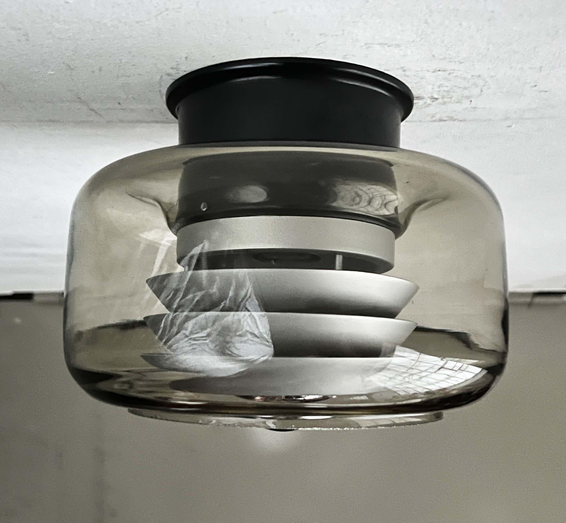 Juego de 2 Flus de metal laminar y cristal ahumado de la Edad Espacial Alemana Moderna de Mediados de Siglo en venta 7