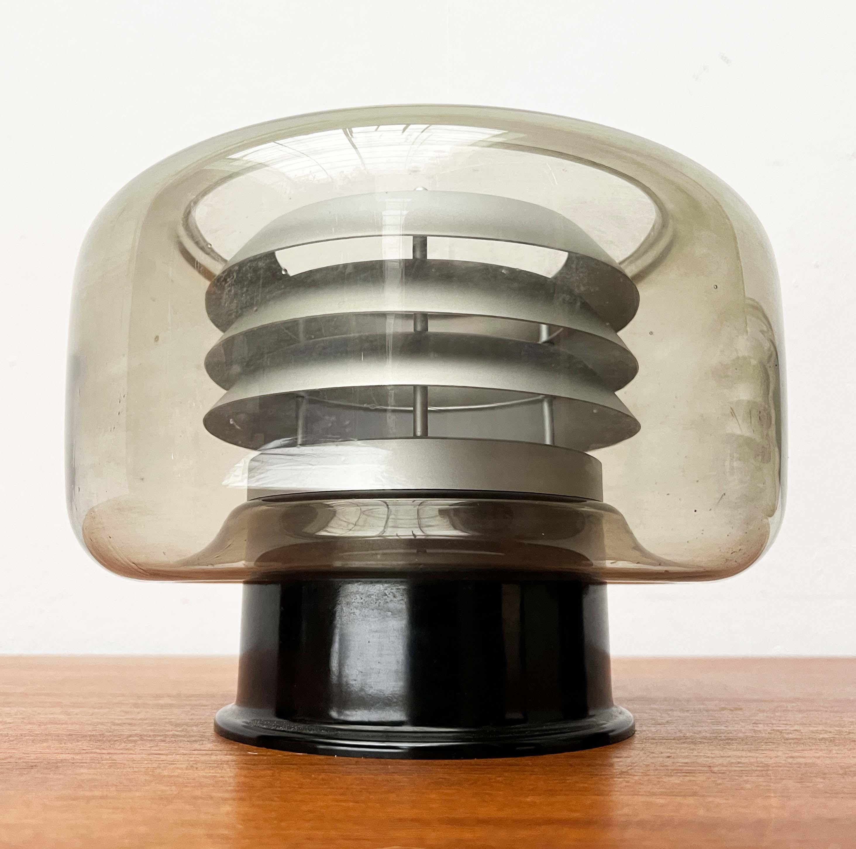 Juego de 2 Flus de metal laminar y cristal ahumado de la Edad Espacial Alemana Moderna de Mediados de Siglo en venta 2