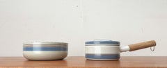 Set of 2 Mid-Century Modern Minimalist Enamel Pots Seppo Mallat Finel Finland